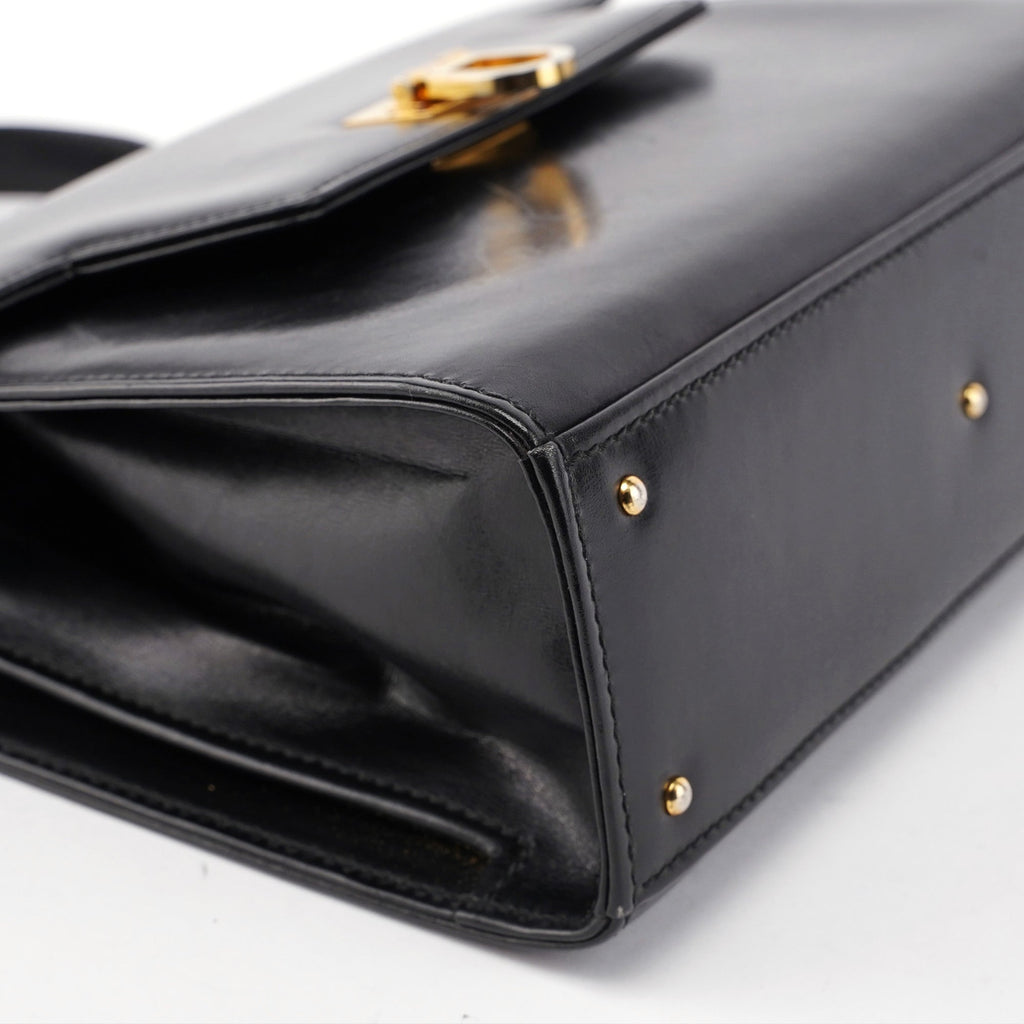 Vintage Black Calfskin Top Handle Bag