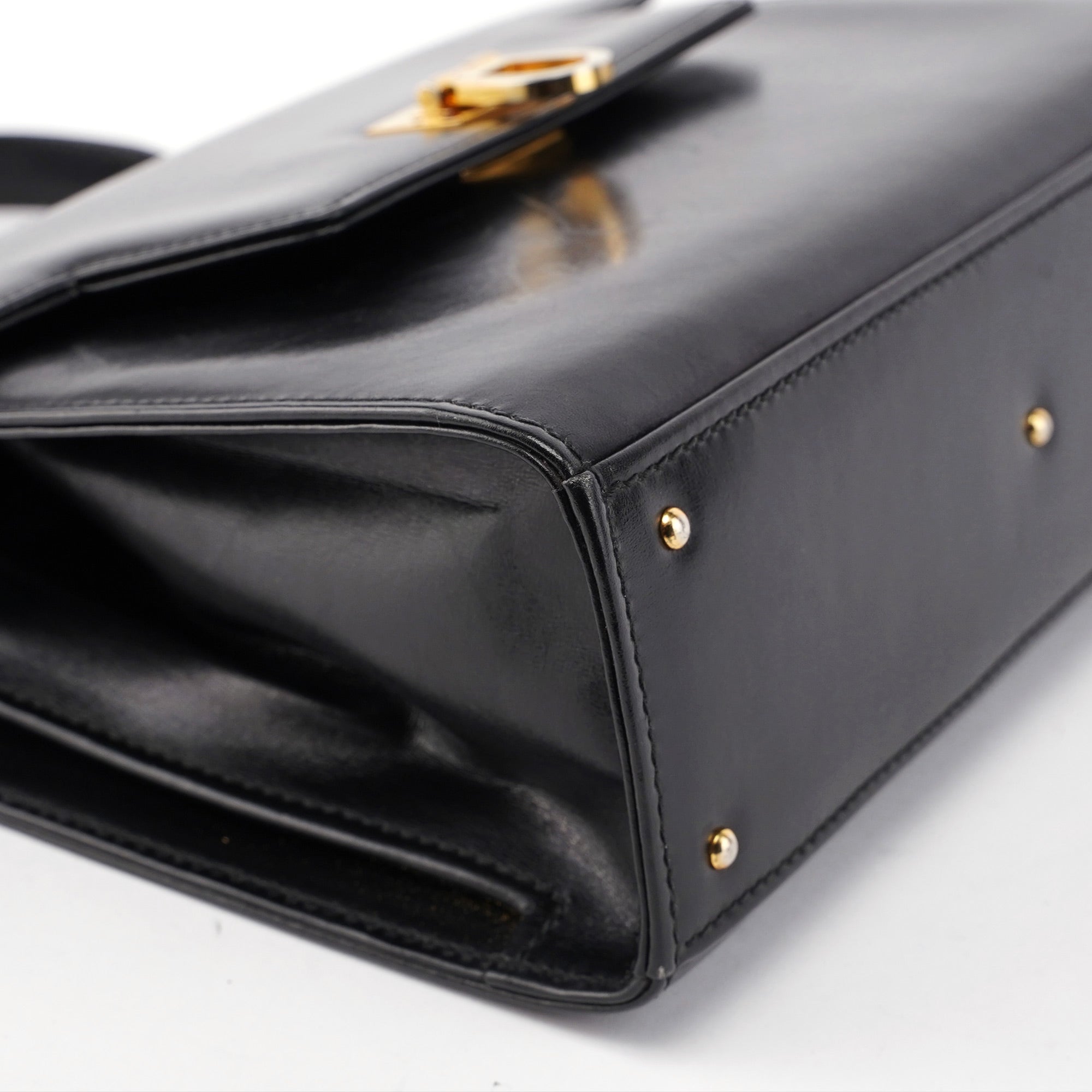 Vintage Black Calfskin Top Handle Bag