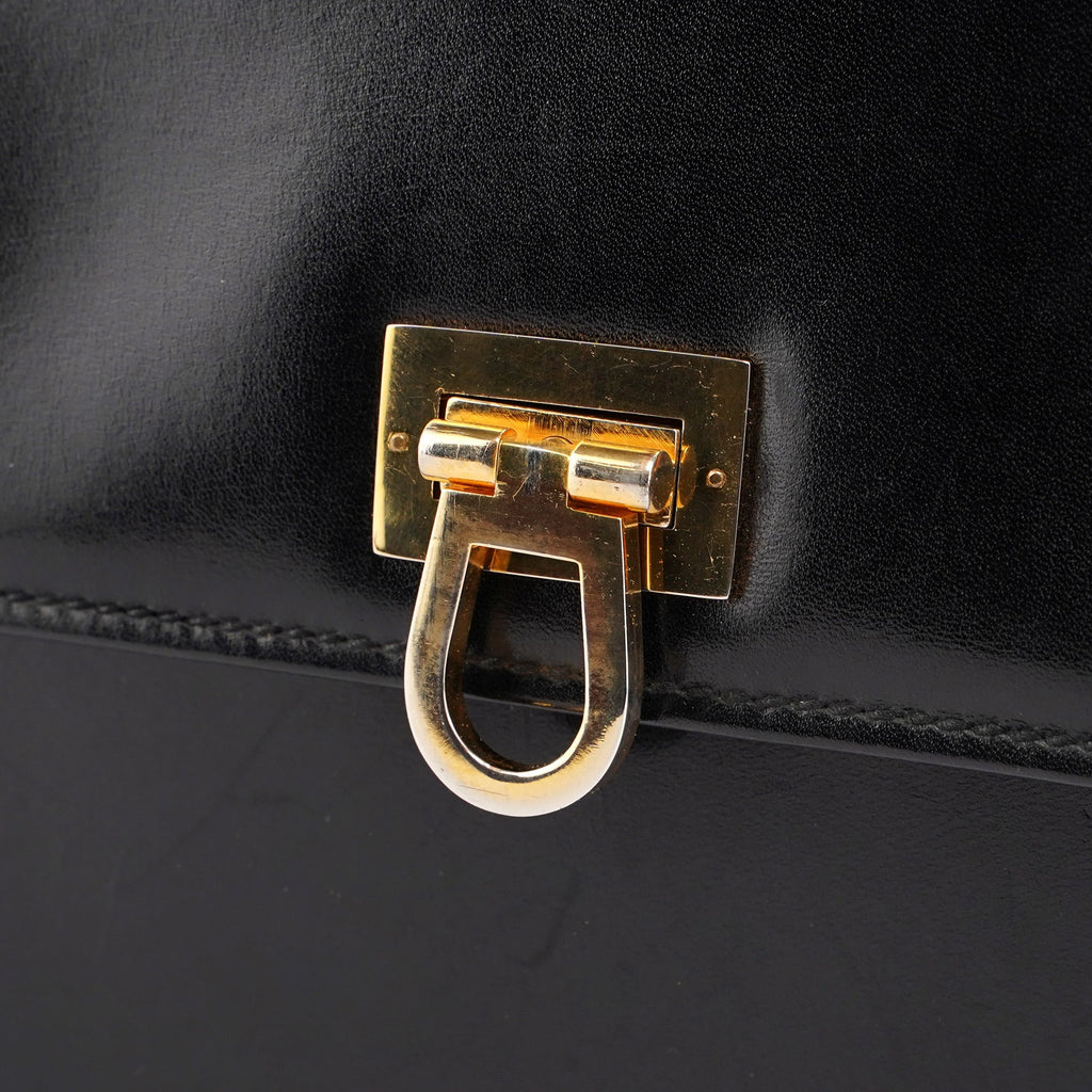 Vintage Black Calfskin Top Handle Bag