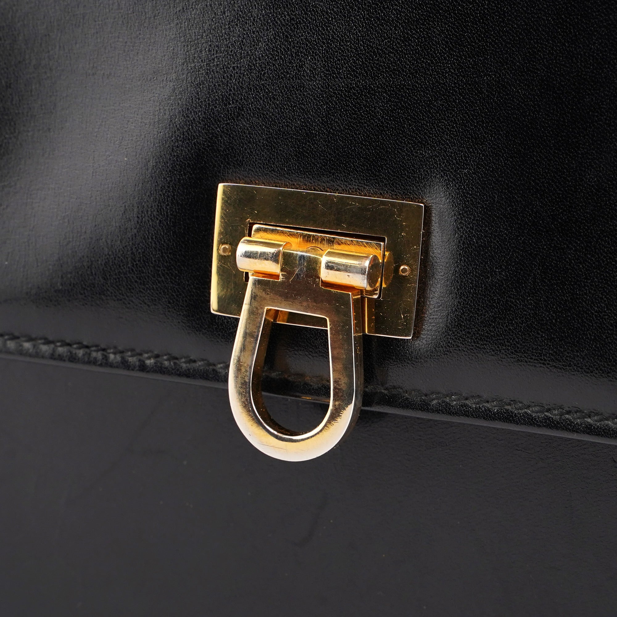 Vintage Black Calfskin Top Handle Bag