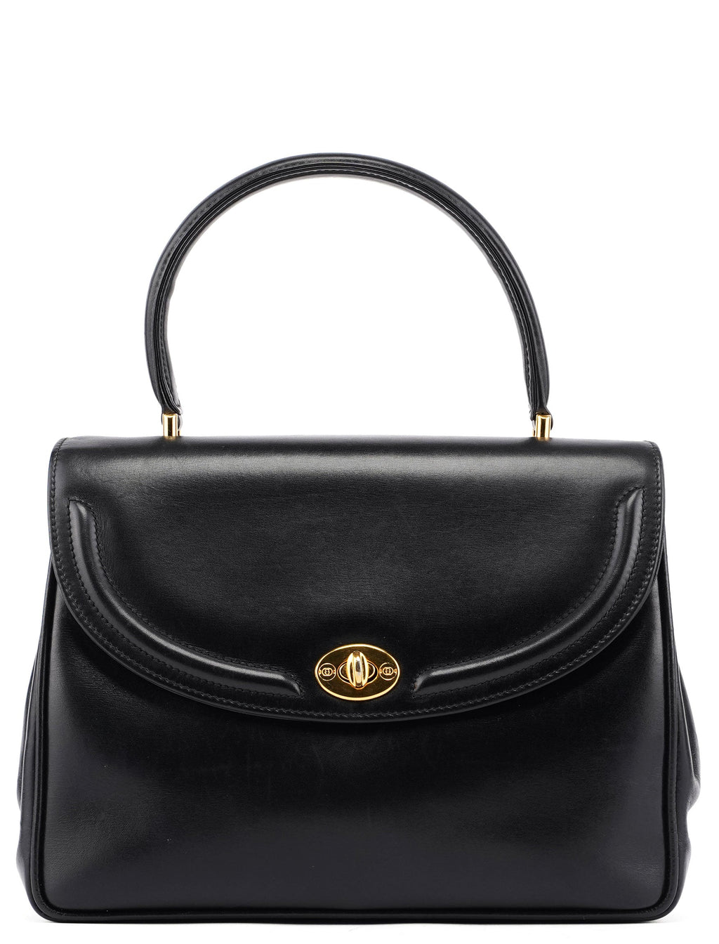 Vintage Black Calfskin Top Handle Bag