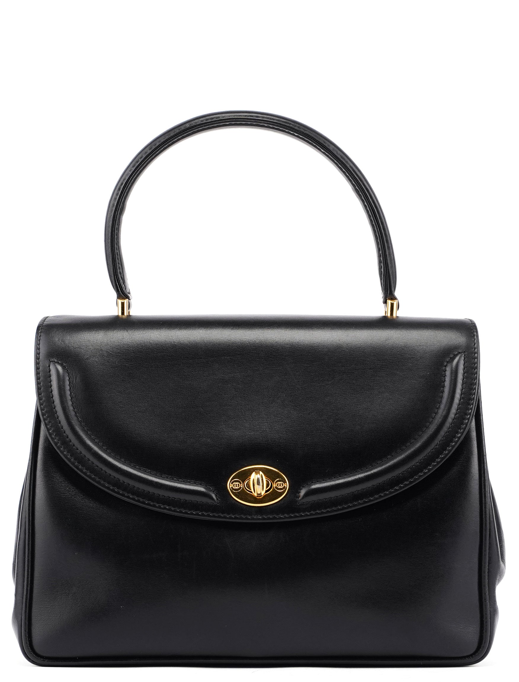 Vintage Black Calfskin Top Handle Bag