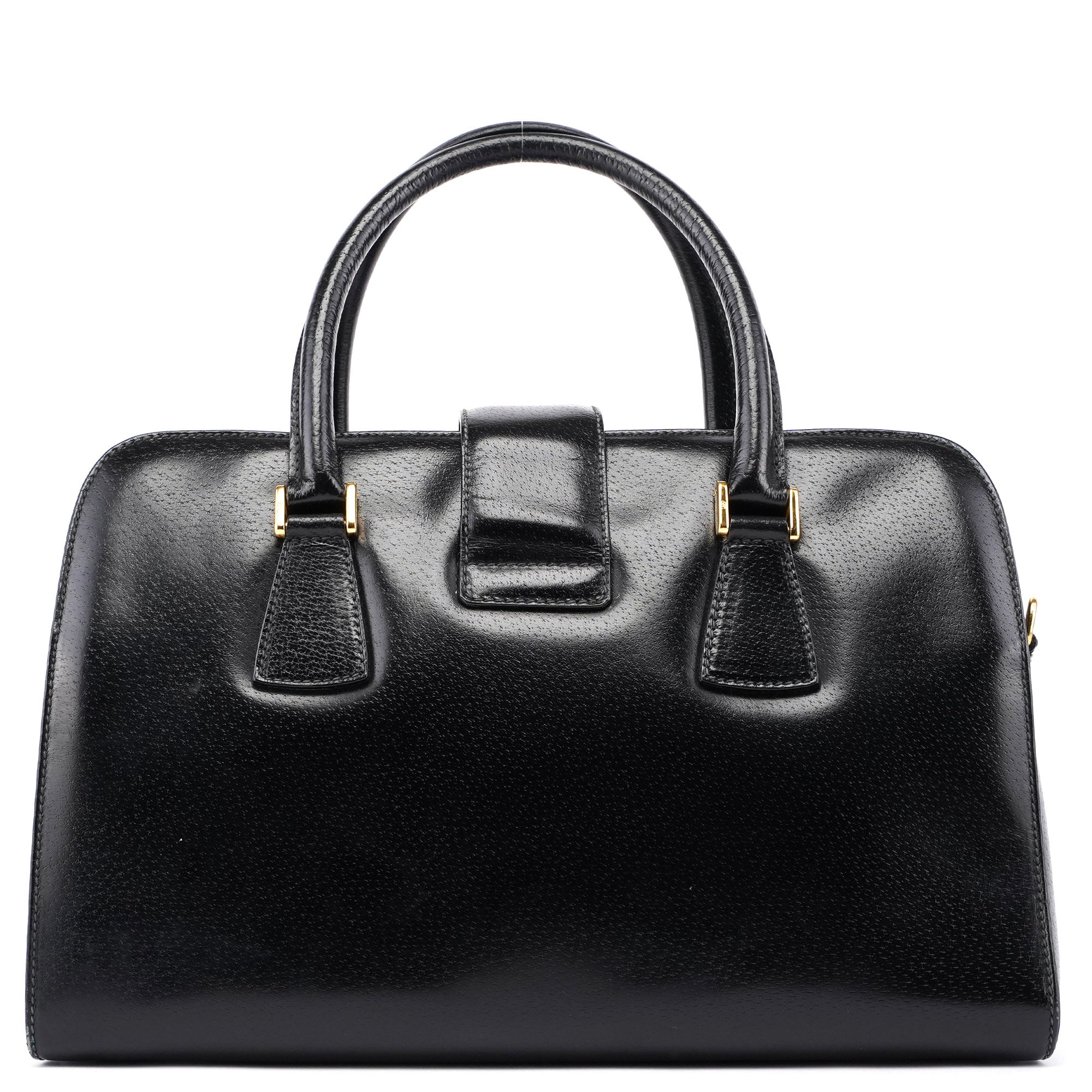 Vintage Black Leather Boston Bag