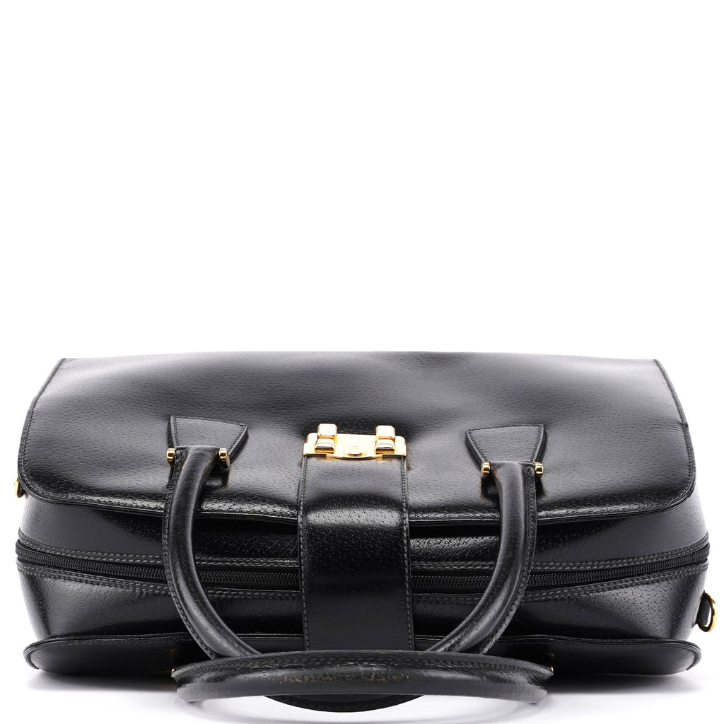 Vintage Black Leather Boston Bag