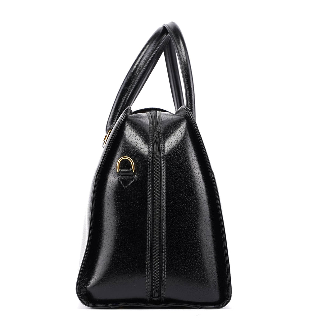 Vintage Black Leather Boston Bag