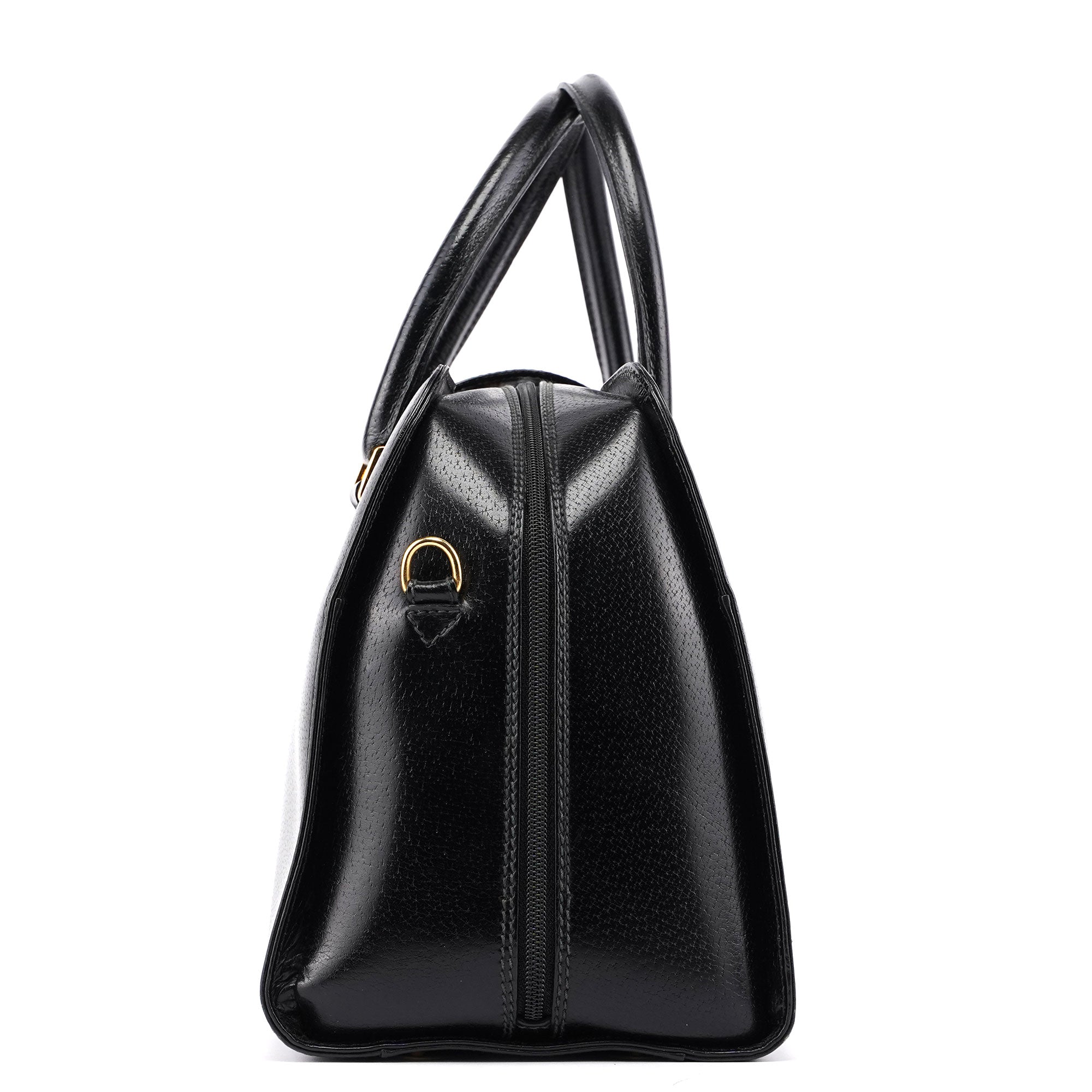 Vintage Black Leather Boston Bag