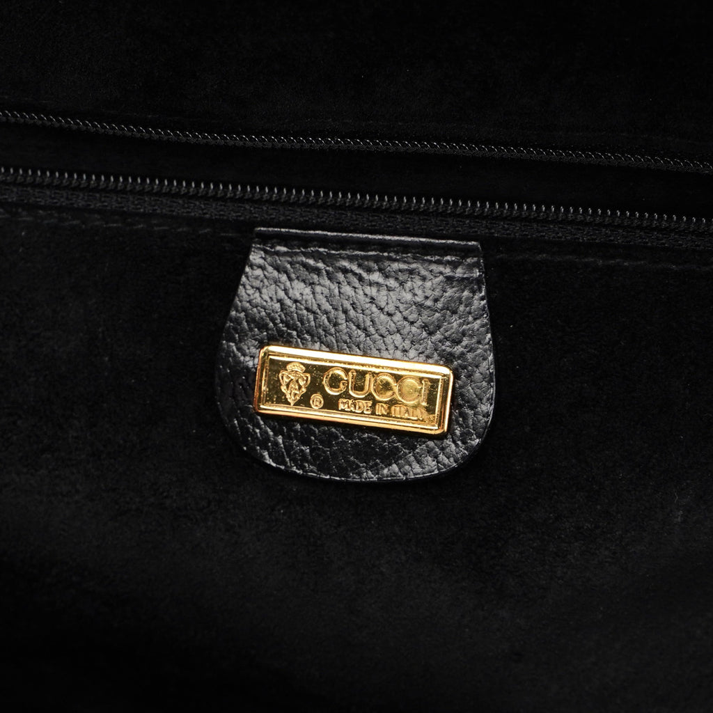 Vintage Black Leather Boston Bag