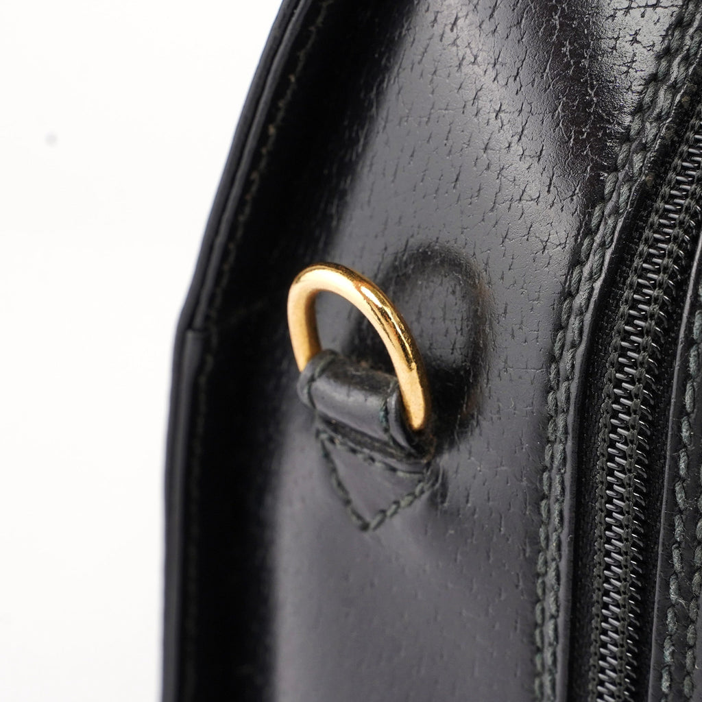Vintage Black Leather Boston Bag