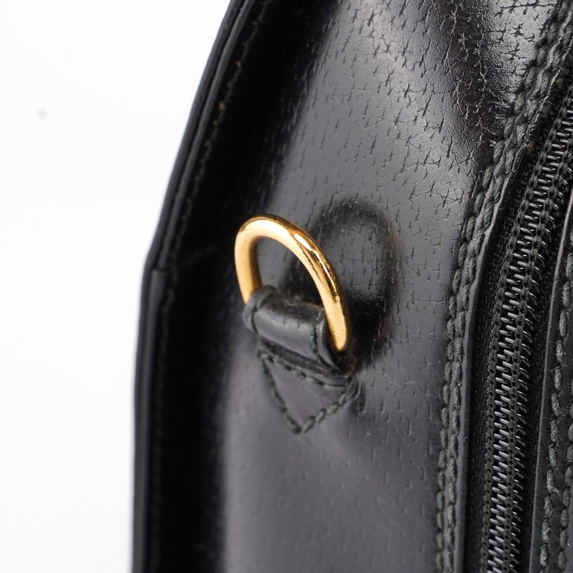 Vintage Black Leather Boston Bag