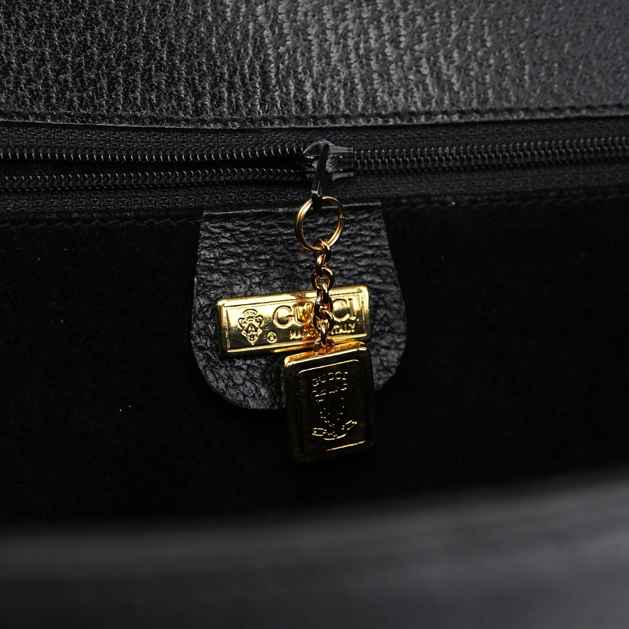 Vintage Black Leather Tote Bag