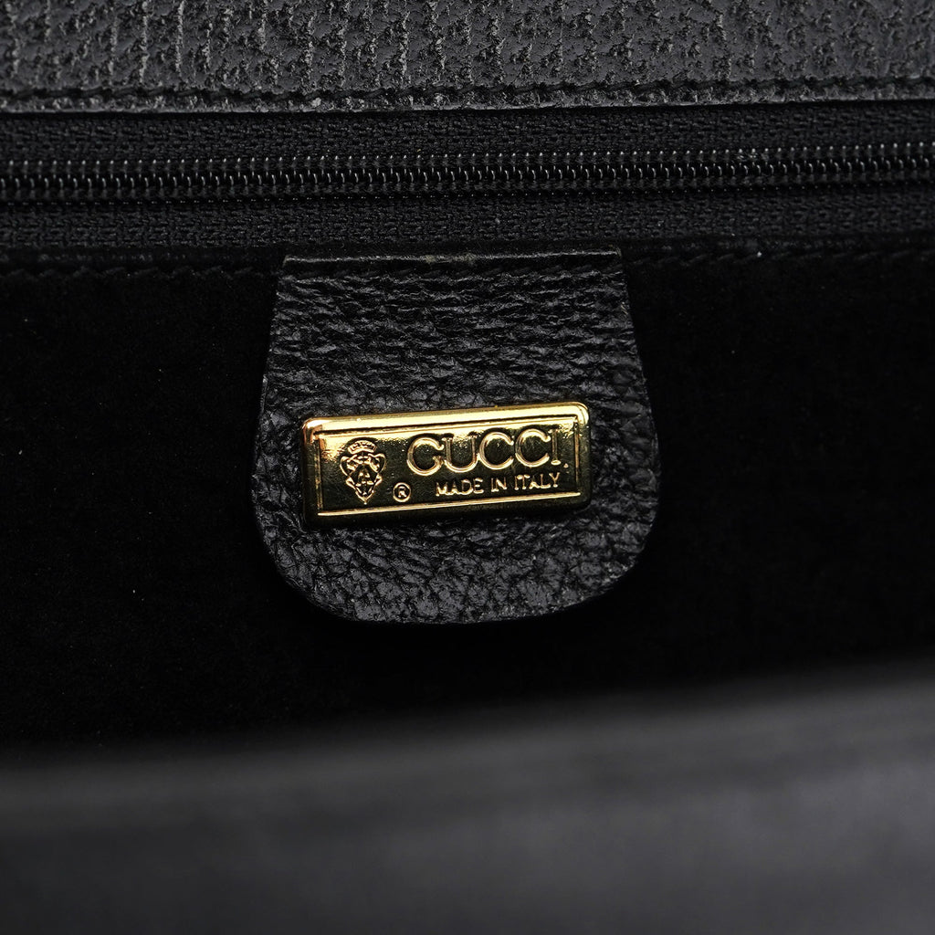 Vintage Black Leather Tote Bag