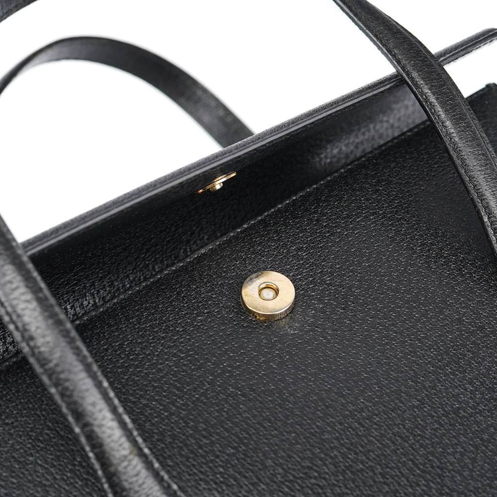 Vintage Black Leather Tote Bag