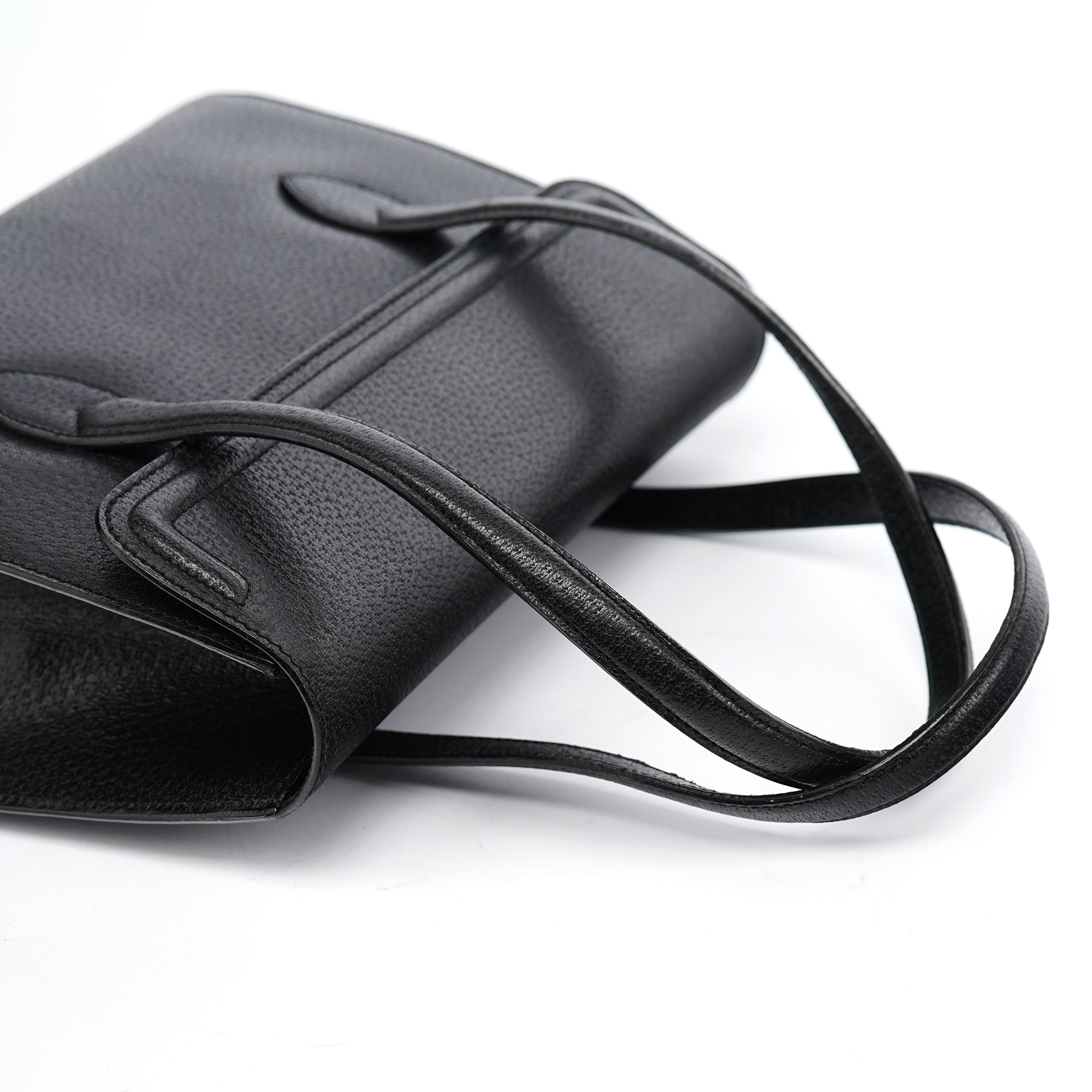 Vintage Black Leather Tote Bag