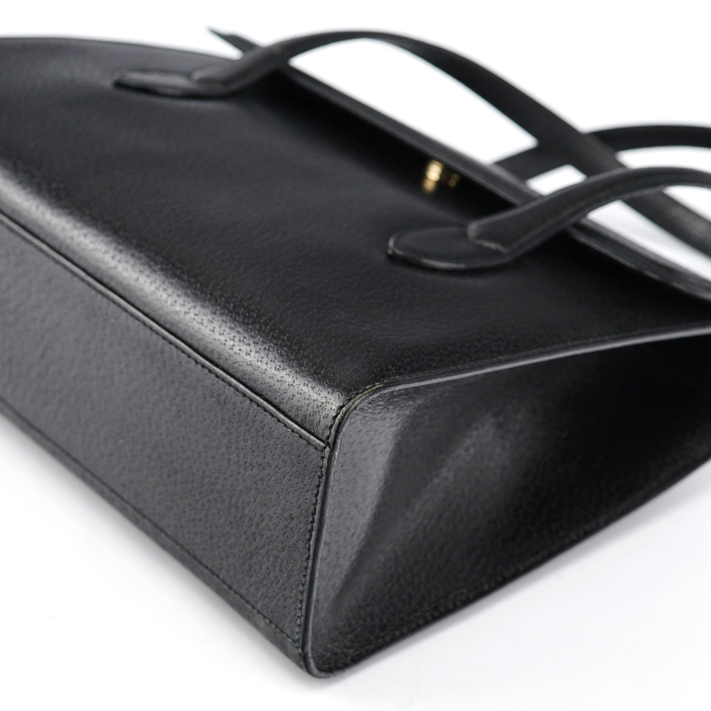 Vintage Black Leather Tote Bag