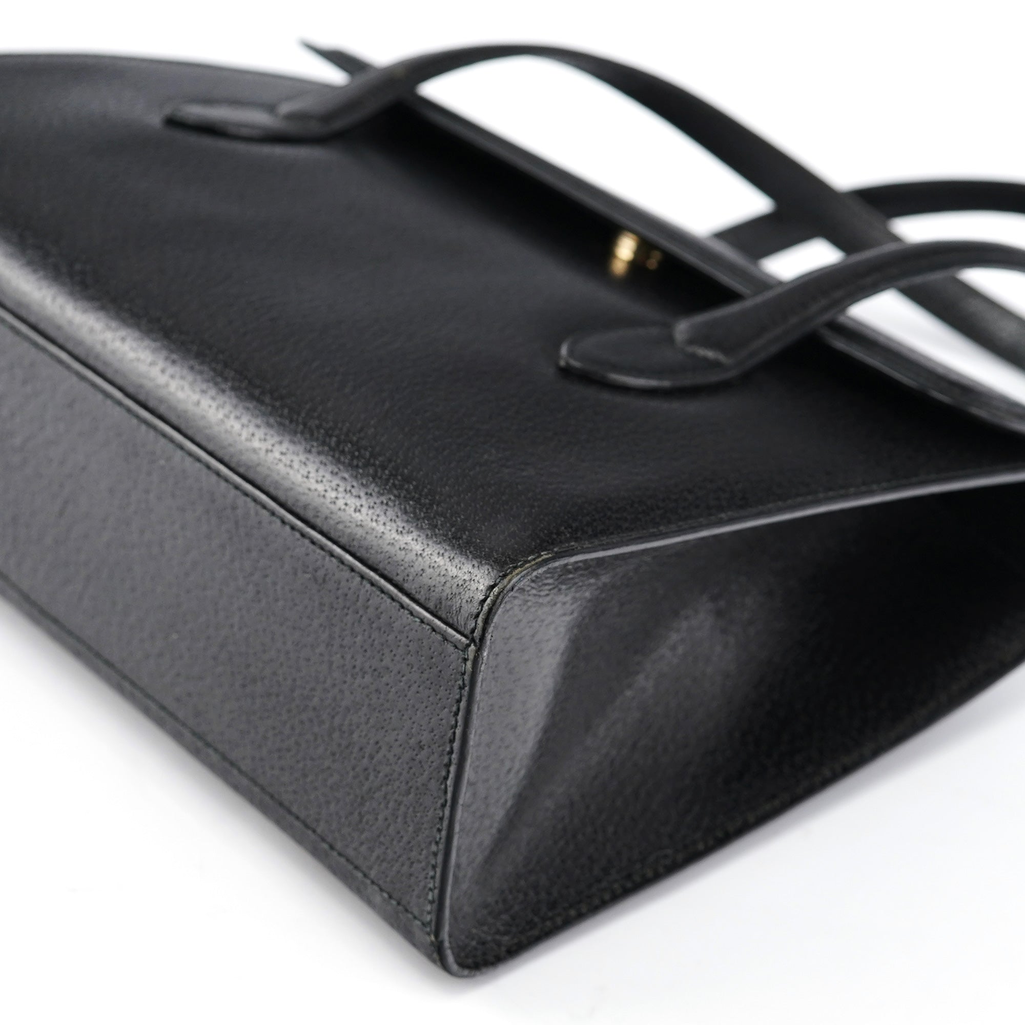 Vintage Black Leather Tote Bag
