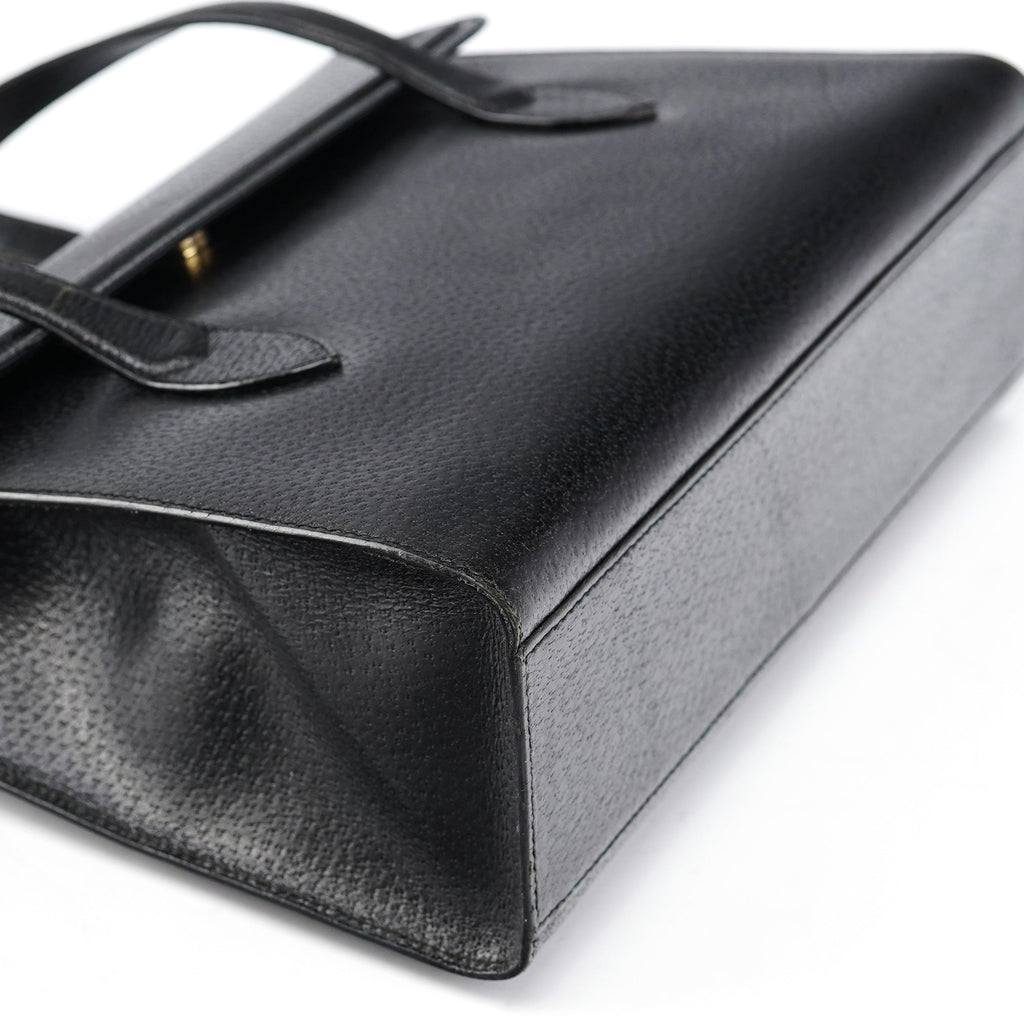 Vintage Black Leather Tote Bag