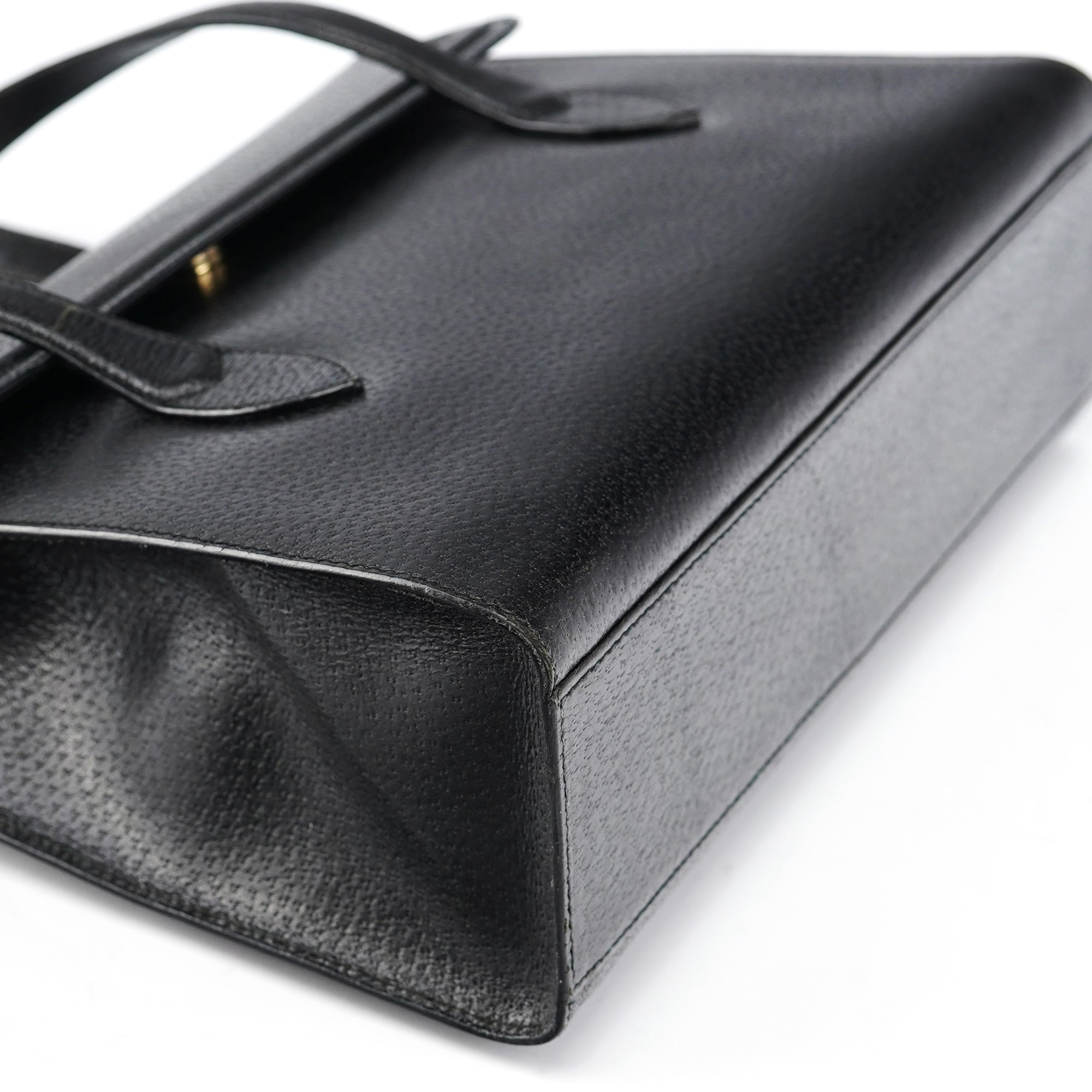 Vintage Black Leather Tote Bag