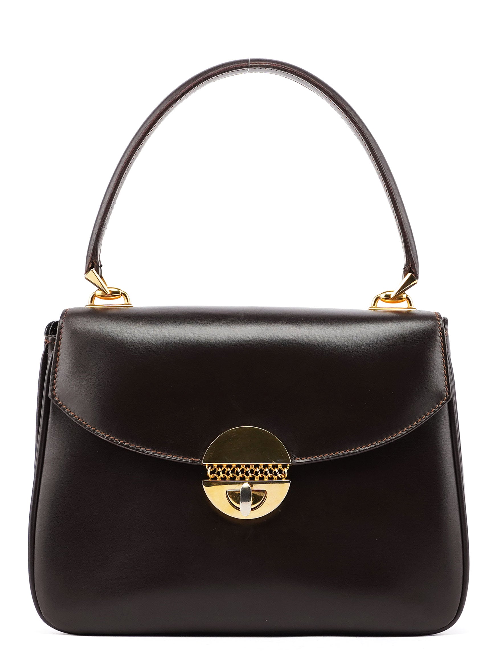Vintage Brown Calfskin Top Handle Bag