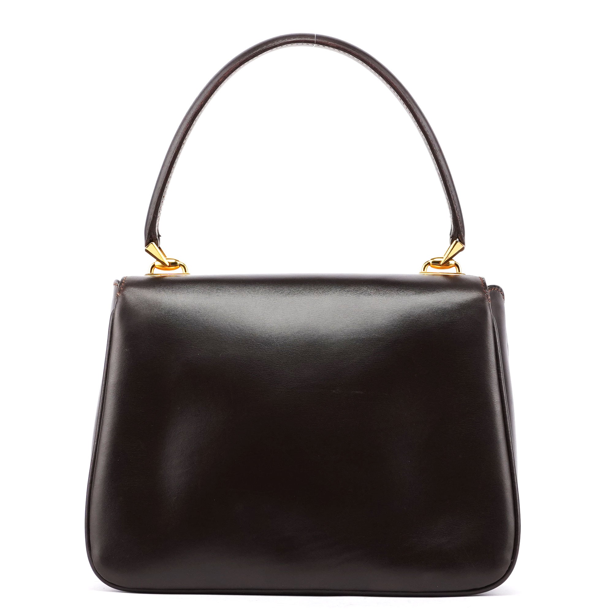 Vintage Brown Calfskin Top Handle Bag