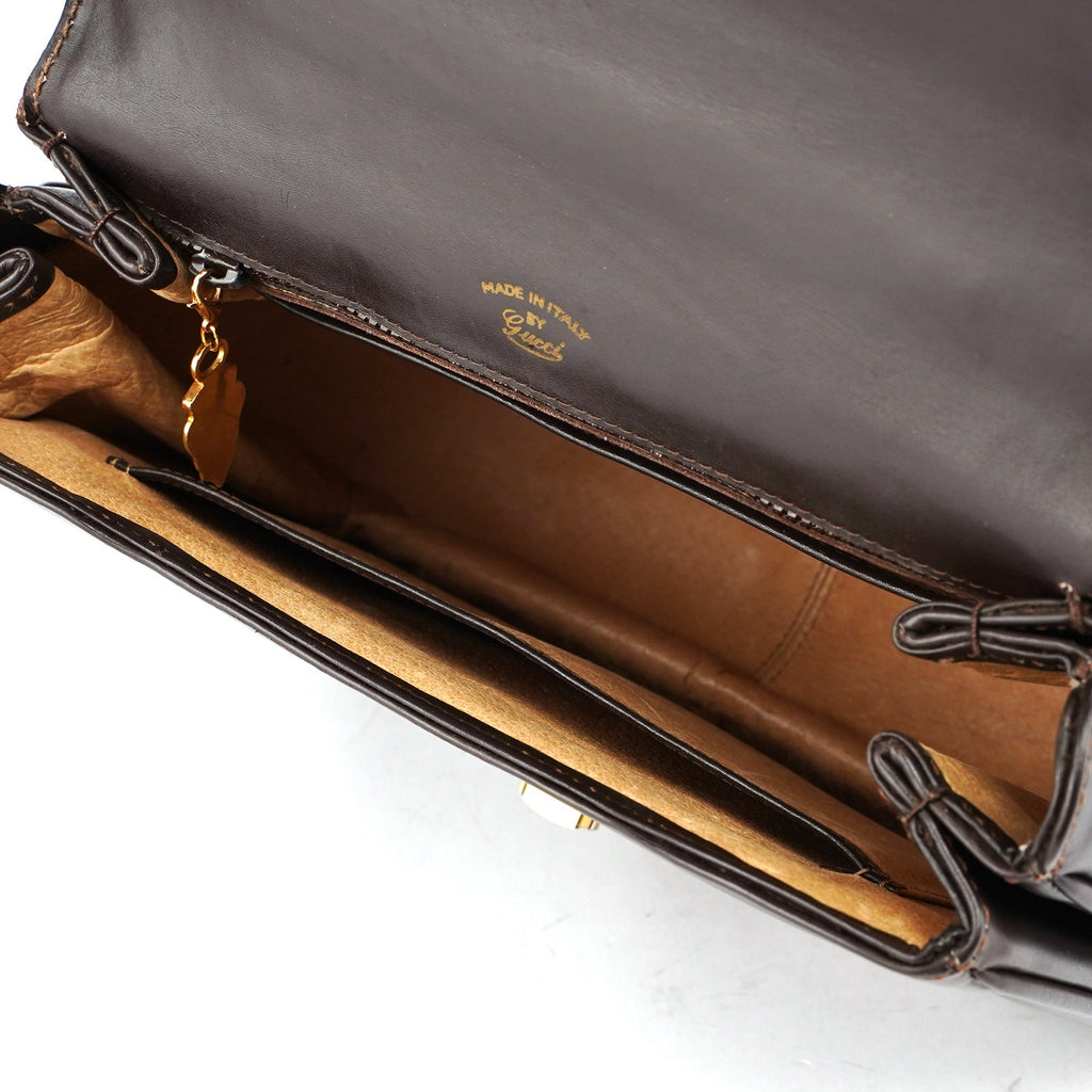 Vintage Brown Calfskin Top Handle Bag