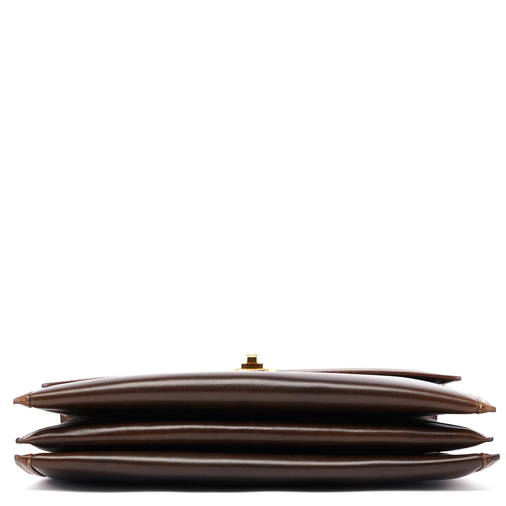 Vintage Brown Calfskin Turnlock Top Handle Bag