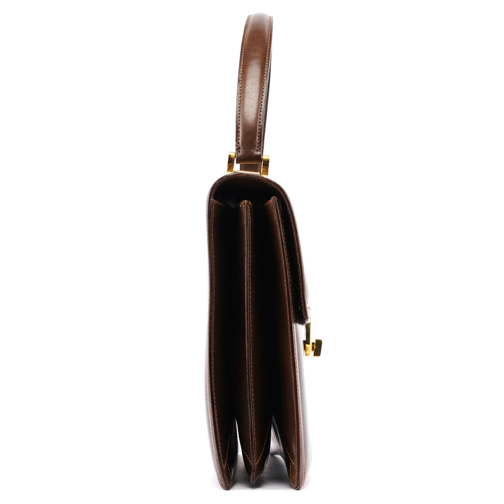 Vintage Brown Calfskin Turnlock Top Handle Bag