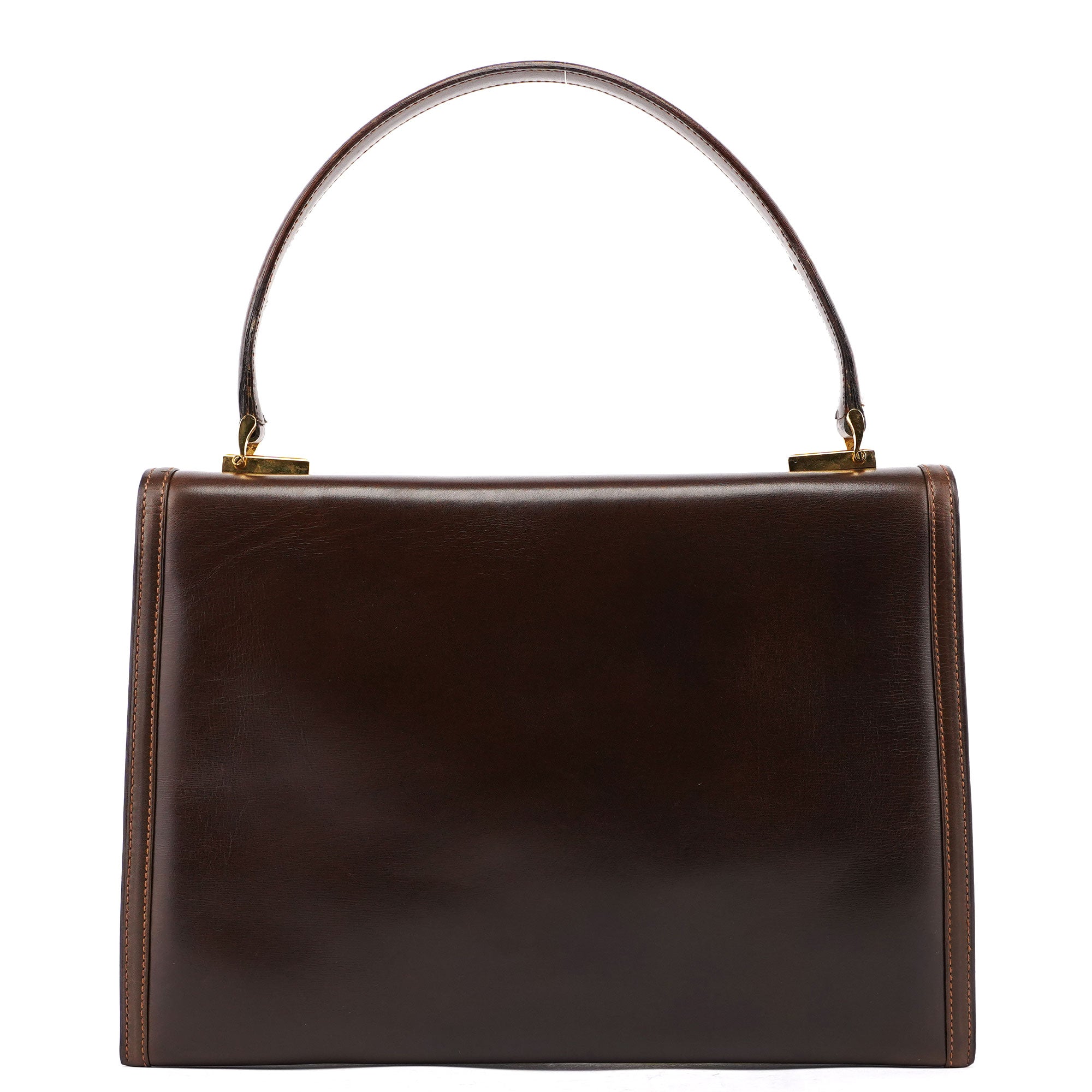 Vintage Brown Calfskin Turnlock Top Handle Bag