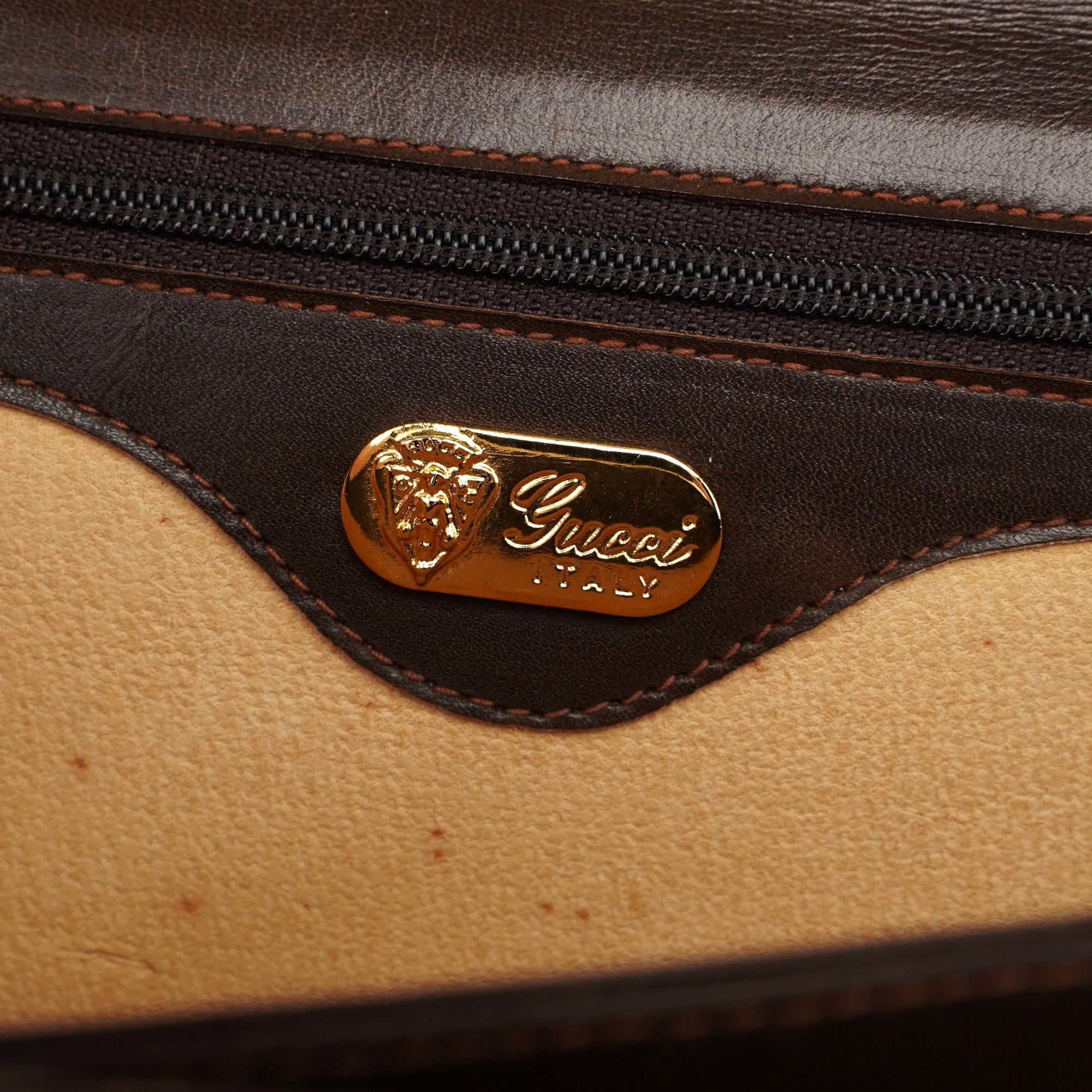 Vintage Brown Calfskin Turnlock Top Handle Bag