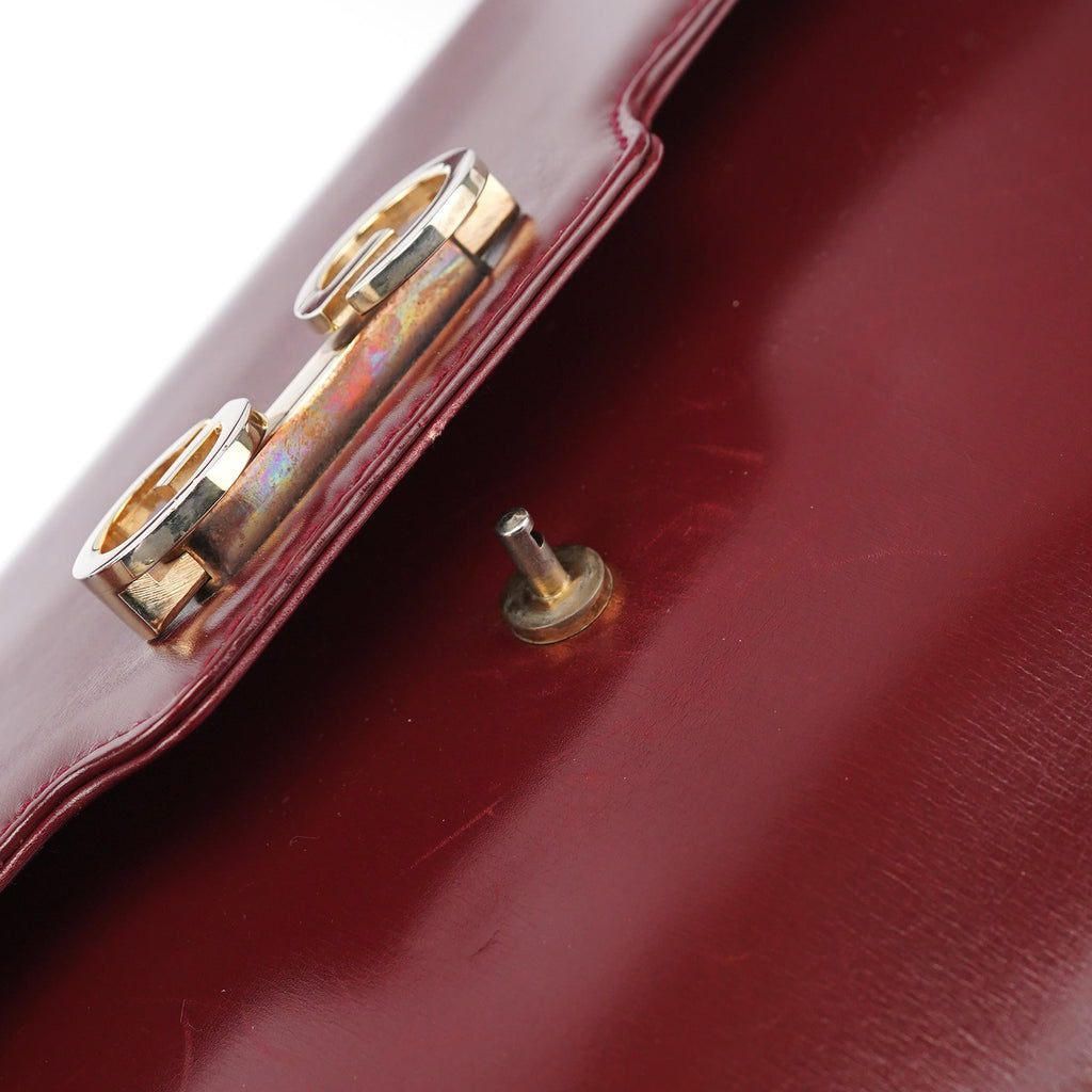 Vintage Burgundy Leather GG Shoulder Bag