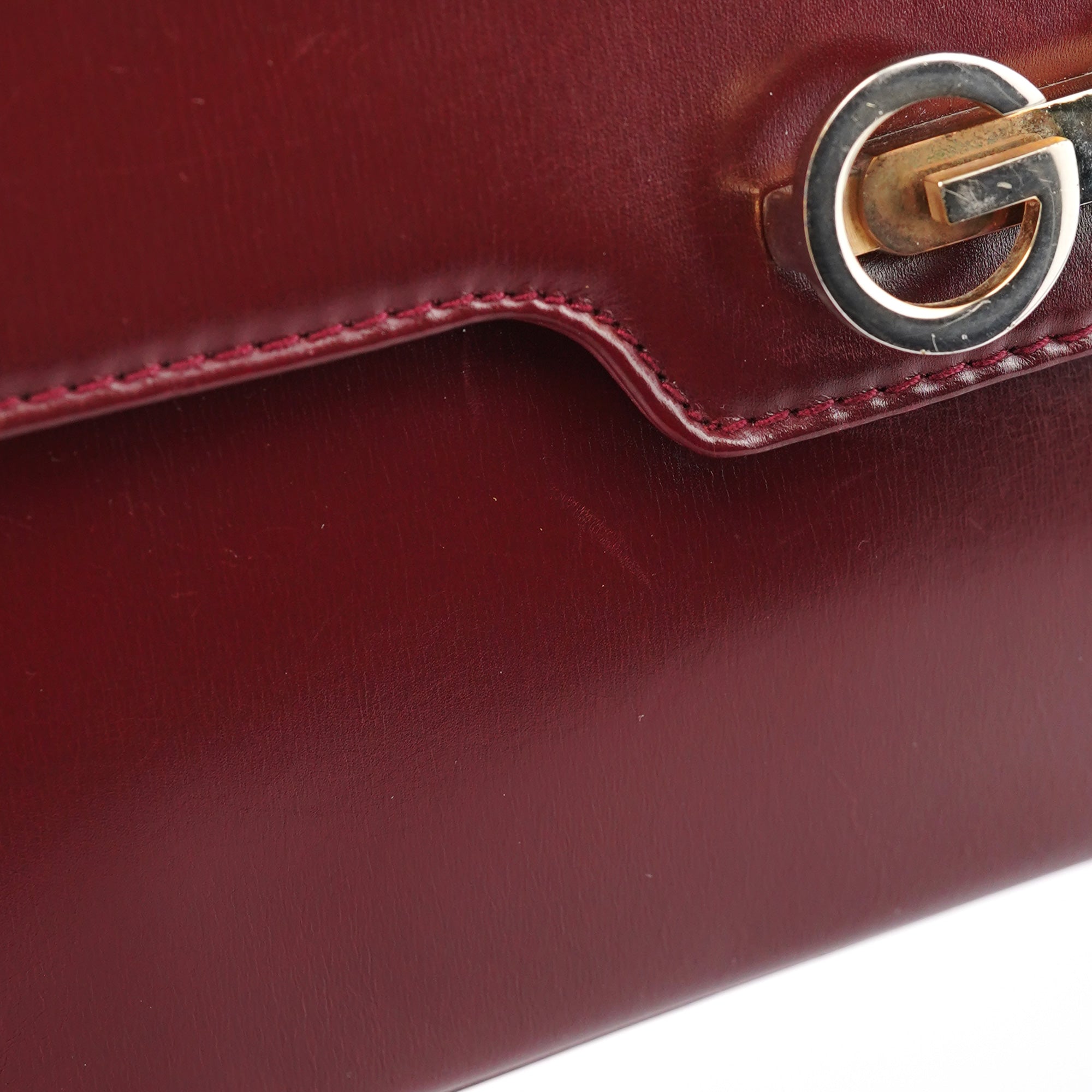 Vintage Burgundy Leather GG Shoulder Bag