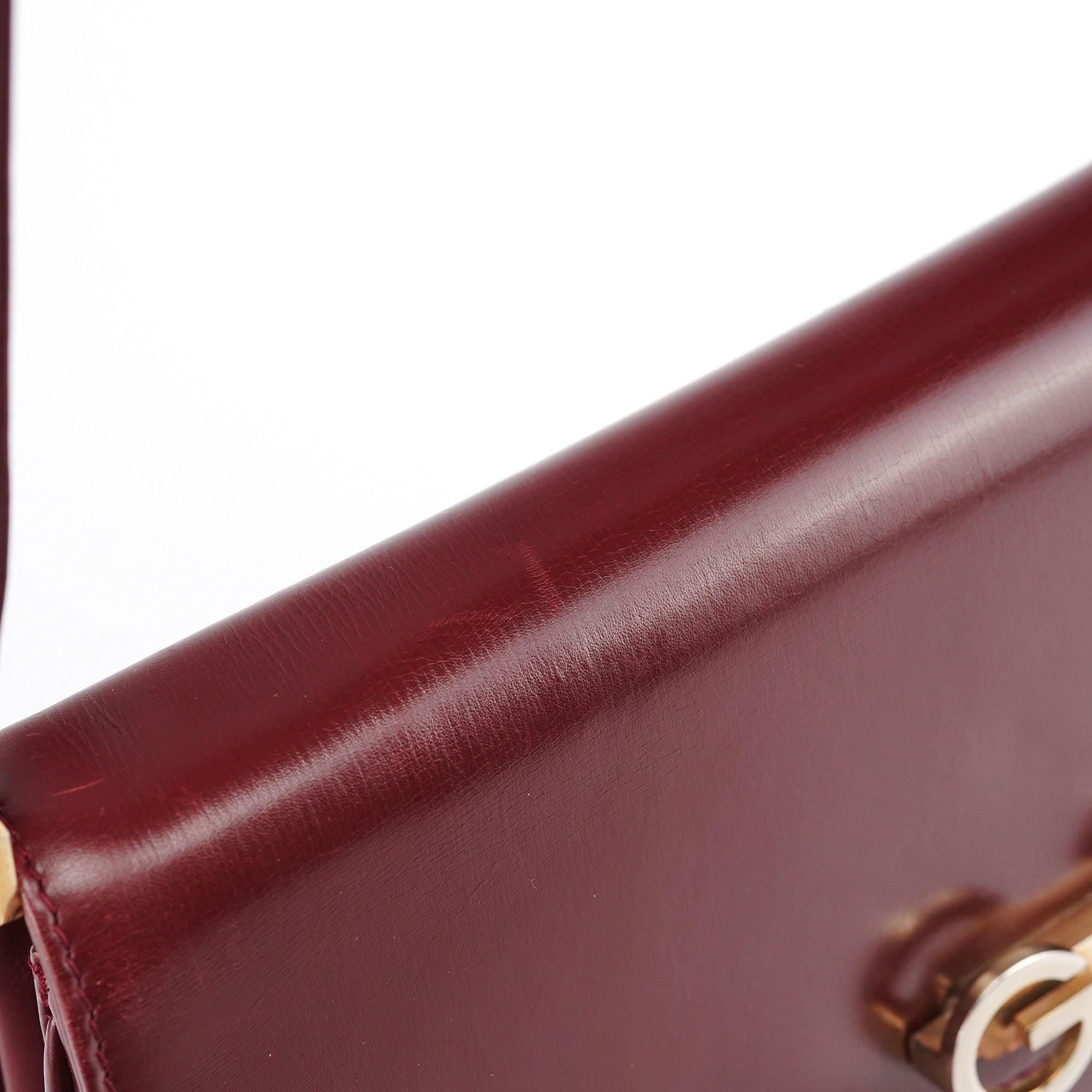 Vintage Burgundy Leather GG Shoulder Bag