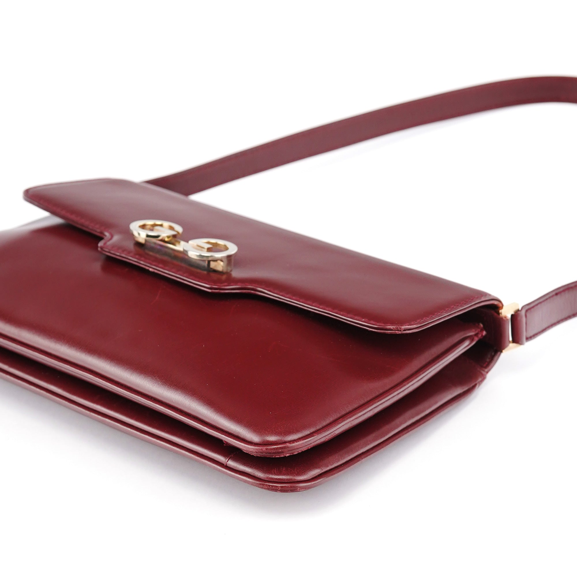 Vintage Burgundy Leather GG Shoulder Bag