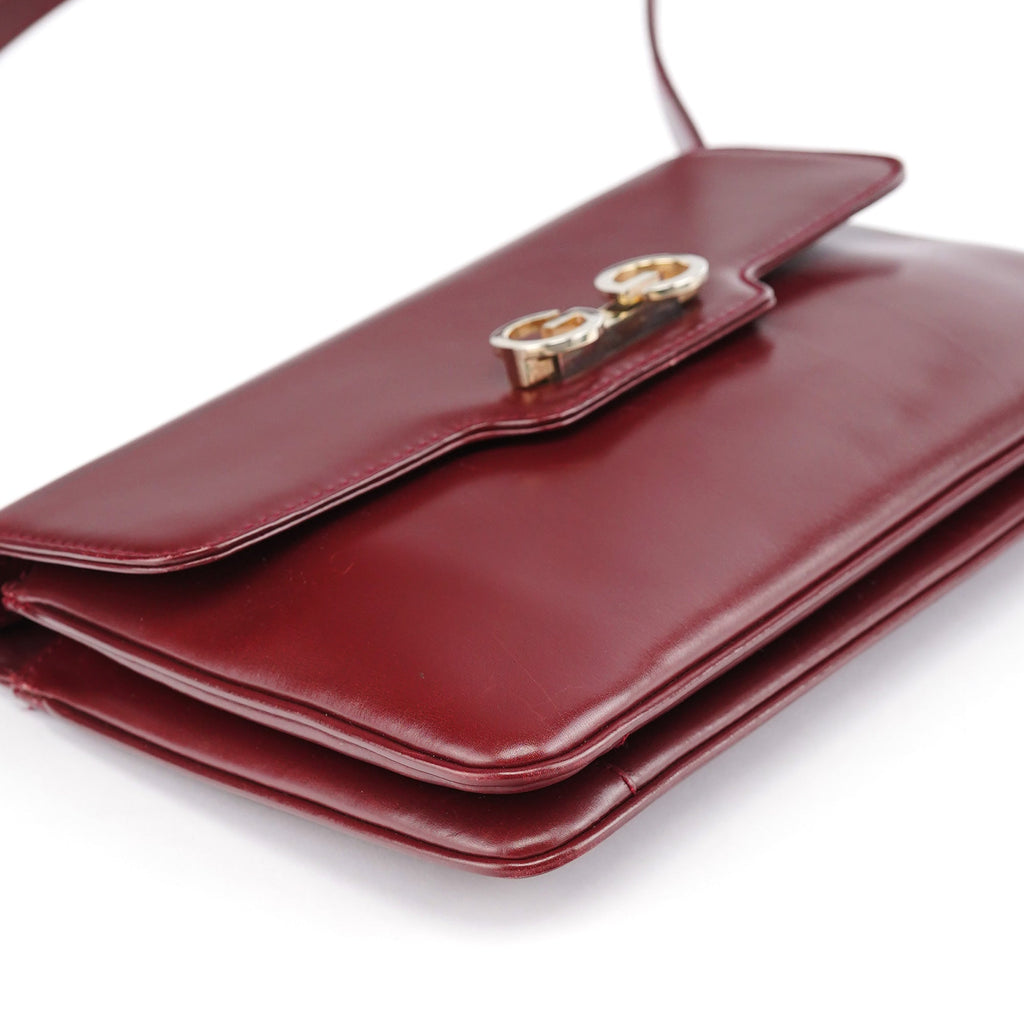 Vintage Burgundy Leather GG Shoulder Bag
