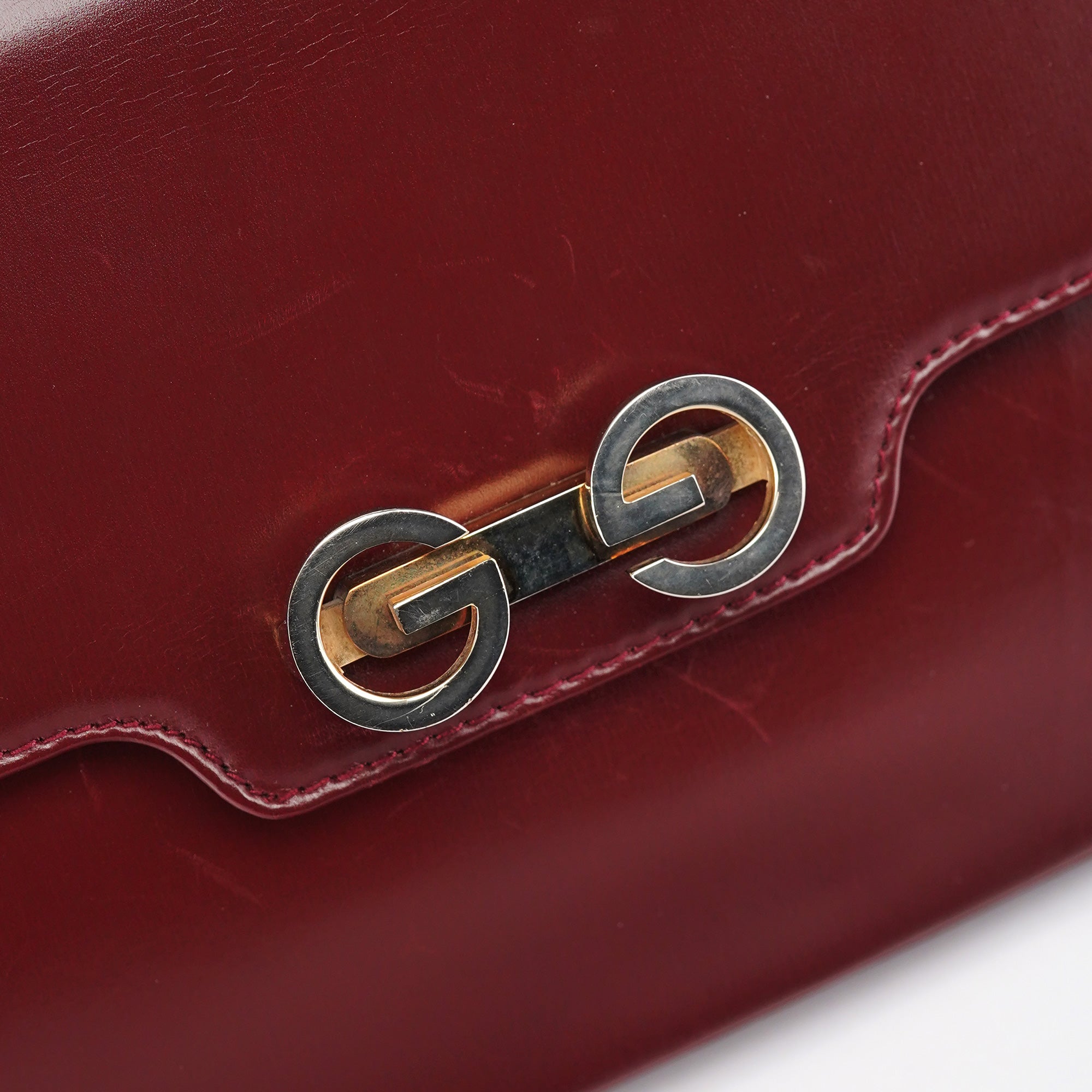 Vintage Burgundy Leather GG Shoulder Bag