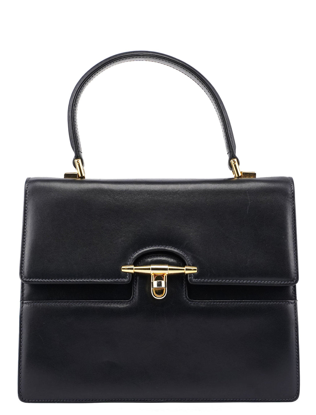 Vintage Navy Calfskin Top Handle Bag