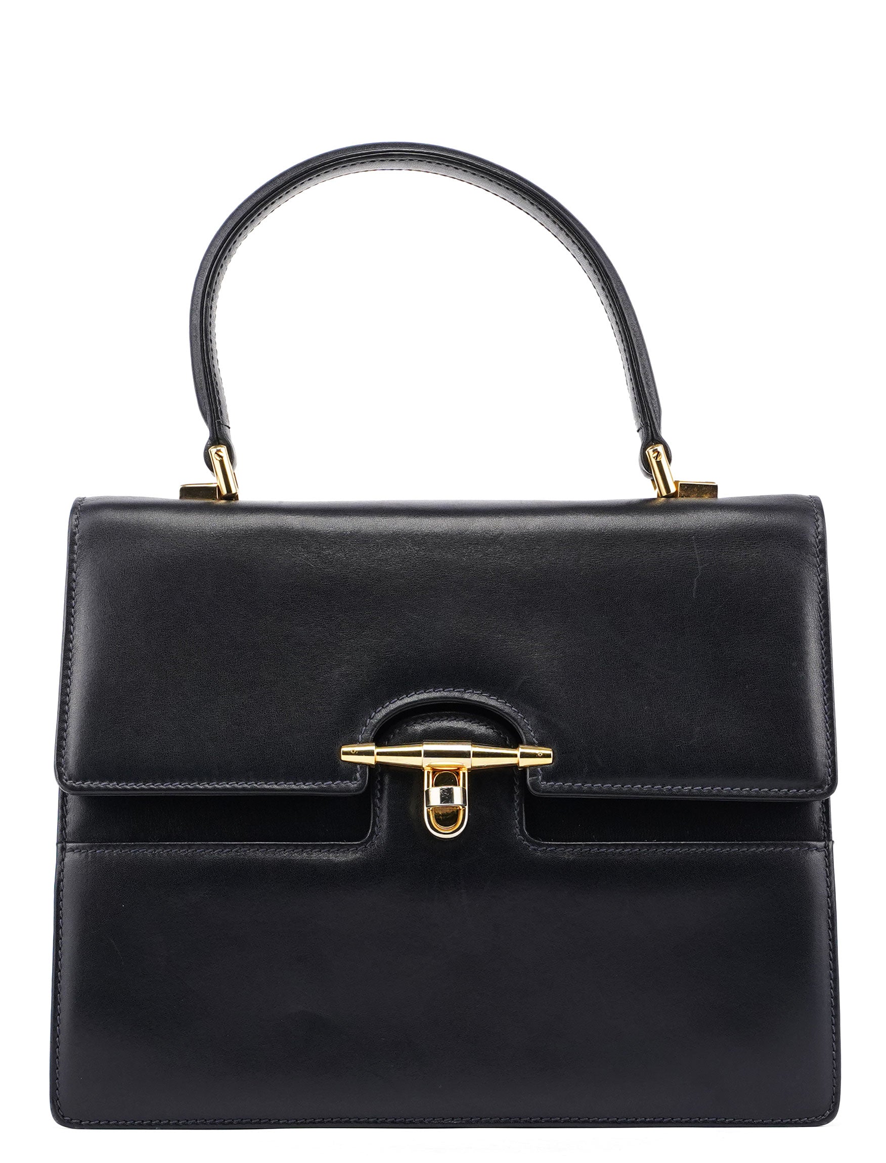 Vintage Navy Calfskin Top Handle Bag