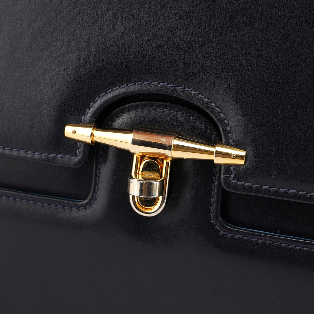 Vintage Navy Calfskin Top Handle Bag