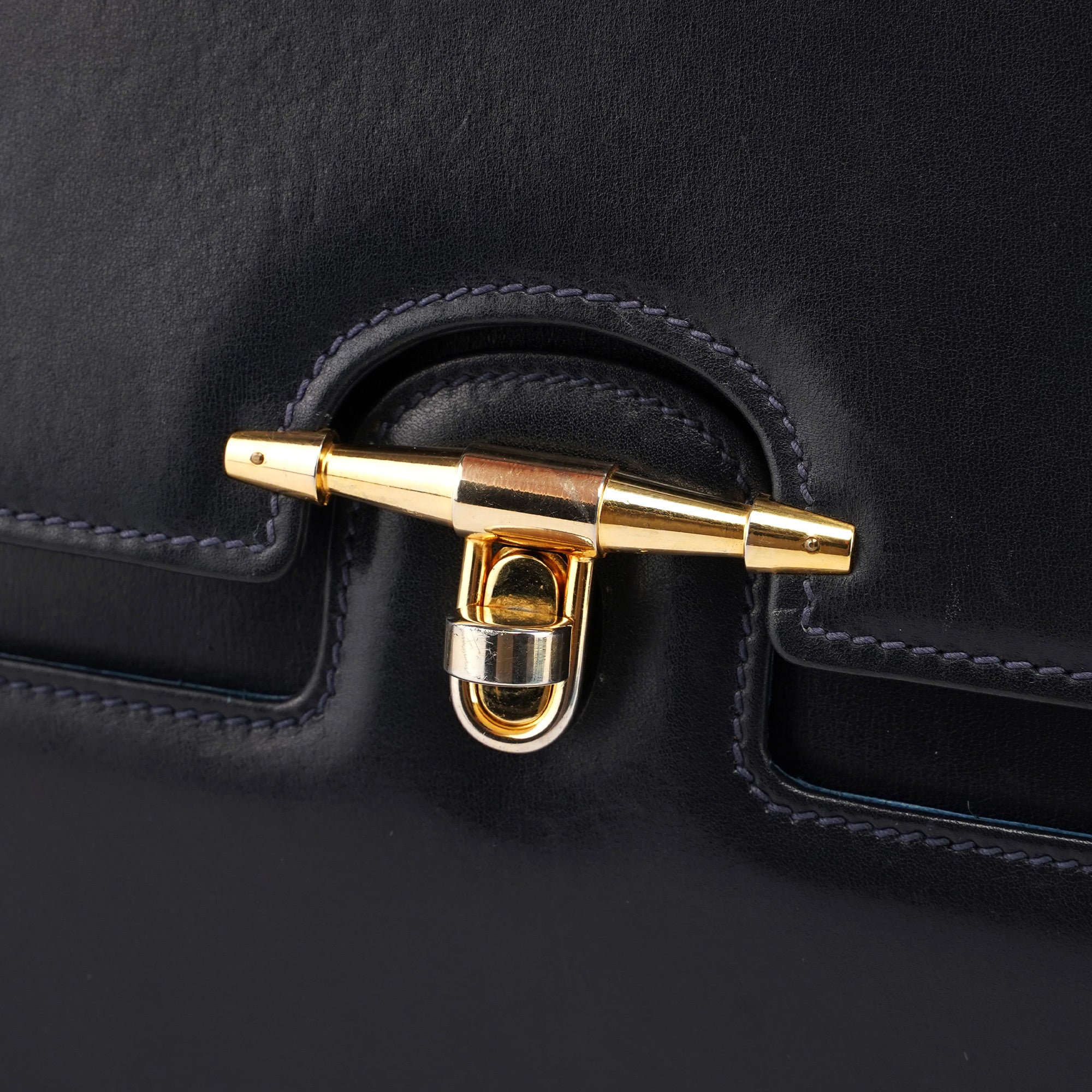 Vintage Navy Calfskin Top Handle Bag