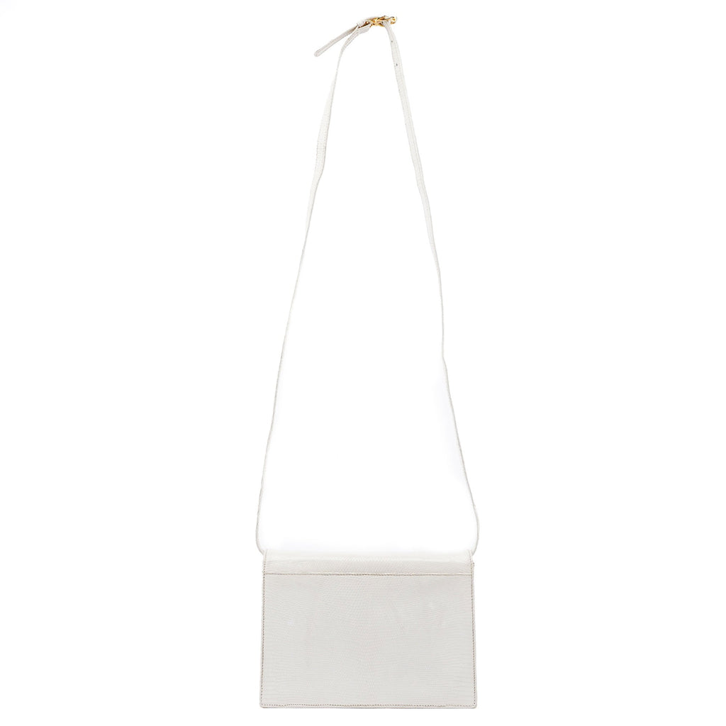 White Leather Lizard Embossed Bag