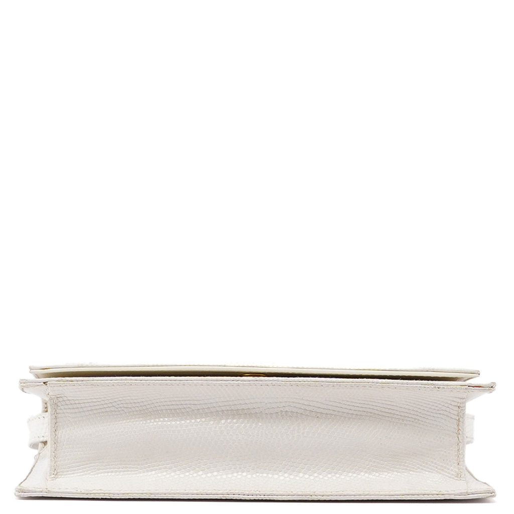 White Leather Lizard Embossed Bag