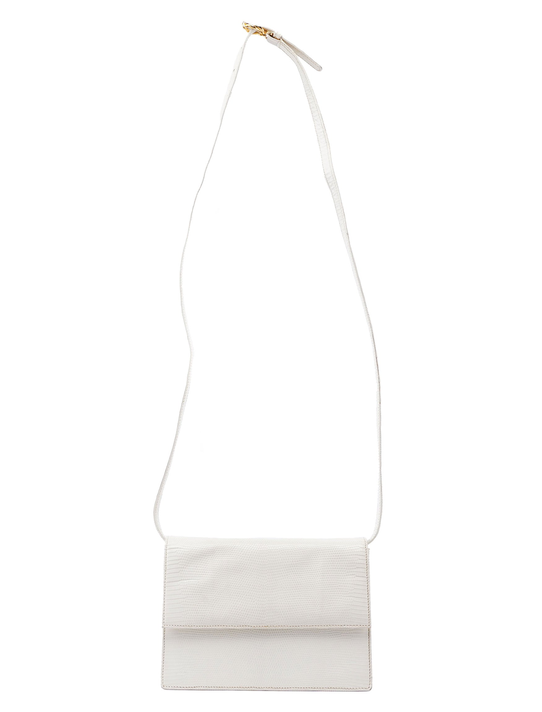 White Leather Lizard Embossed Bag