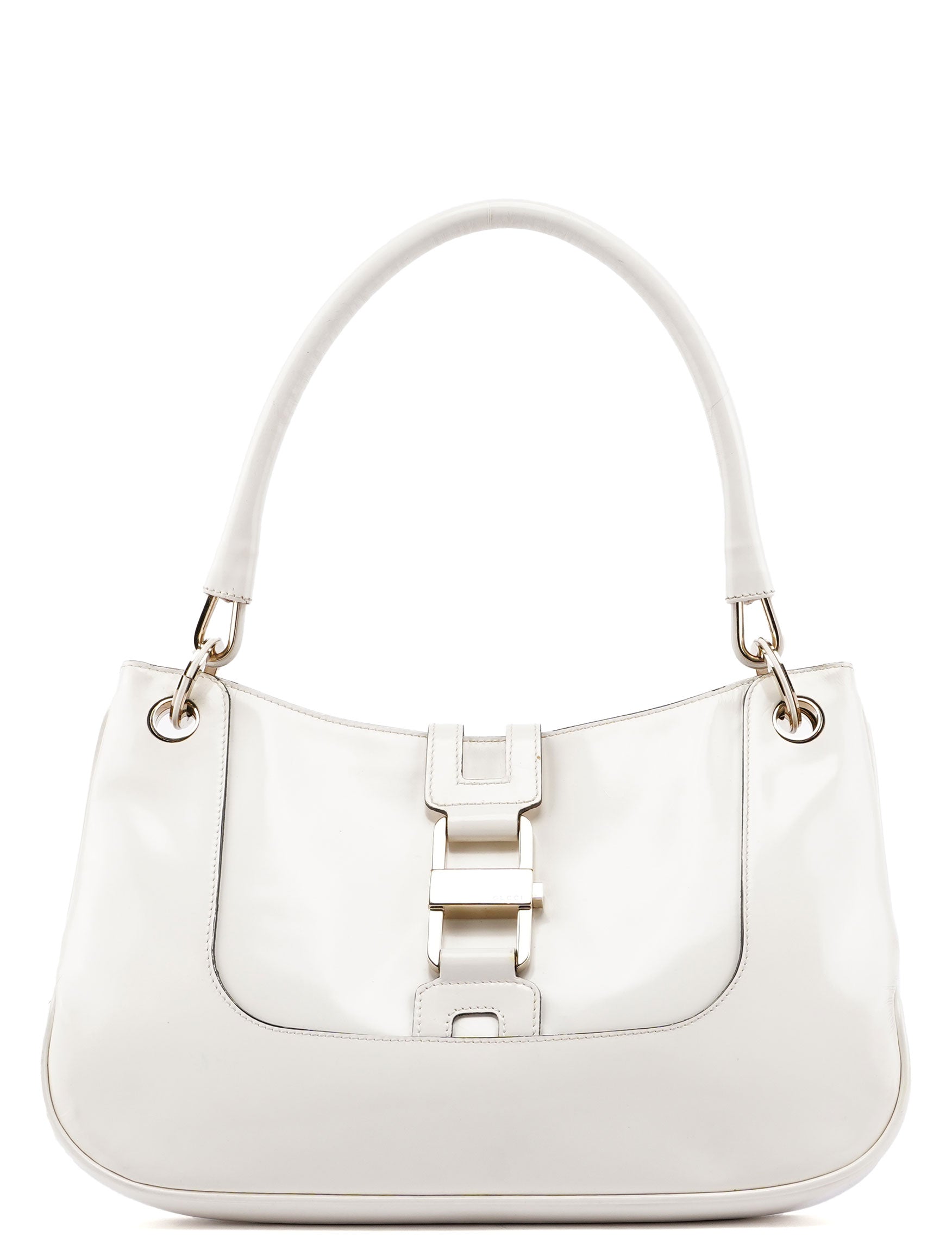 White Patent Leather Jackie Shoulder Bag