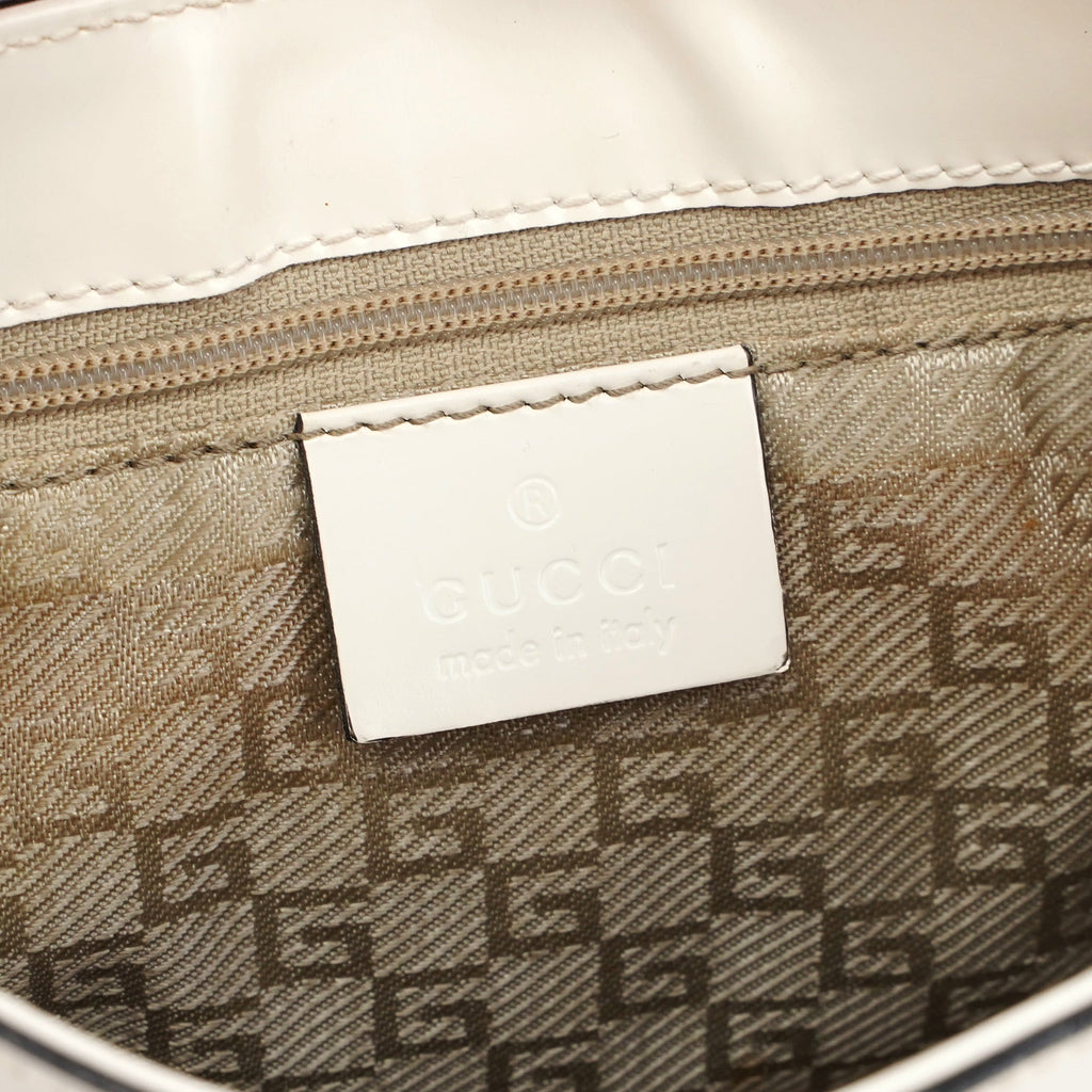 White Patent Leather Jackie Shoulder Bag