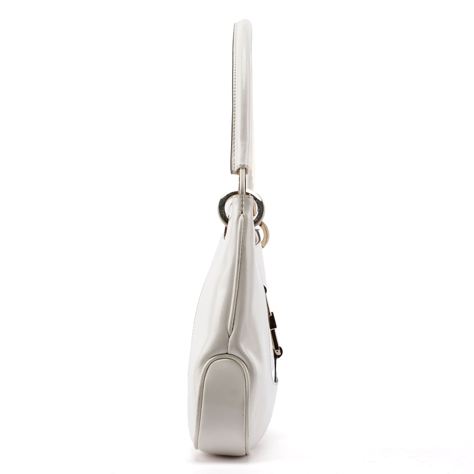 White Patent Leather Jackie Shoulder Bag