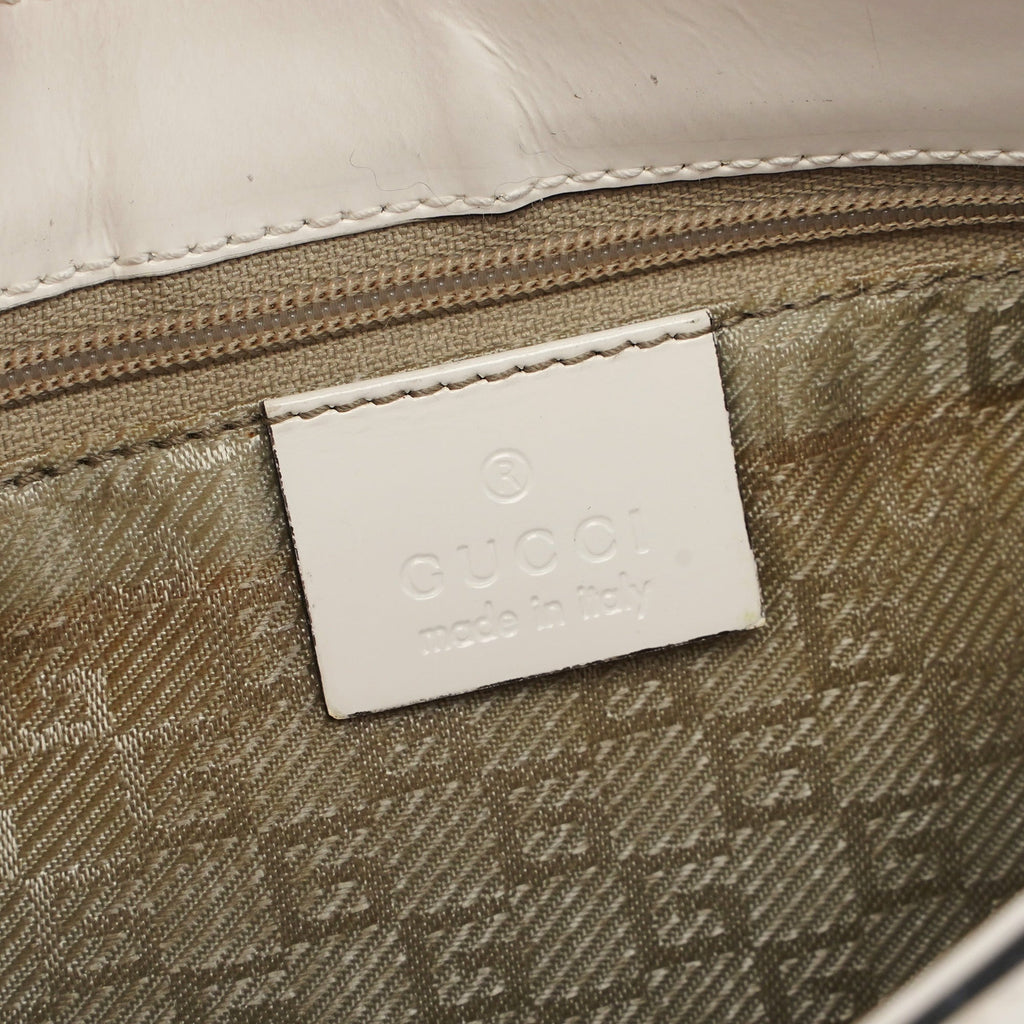 White Patent Leather Jackie Shoulder Bag