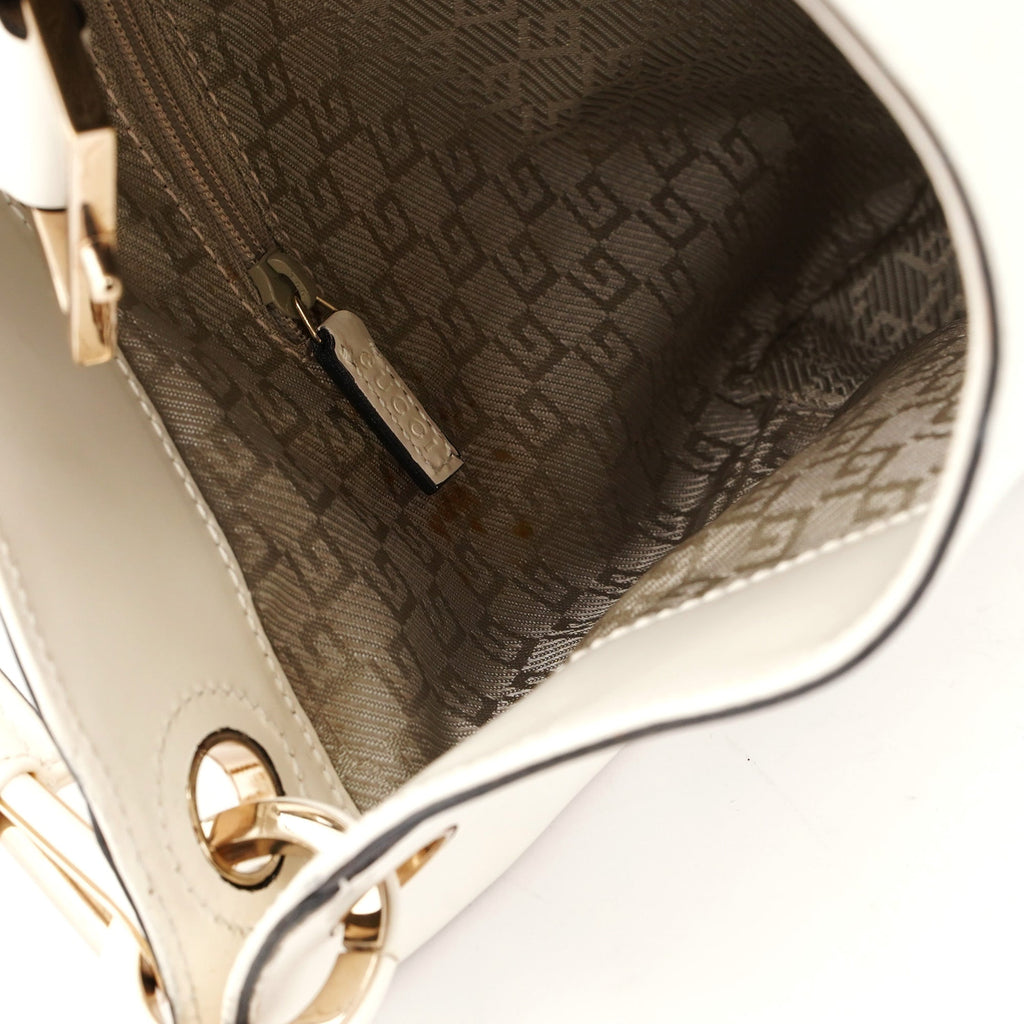 White Patent Leather Jackie Shoulder Bag