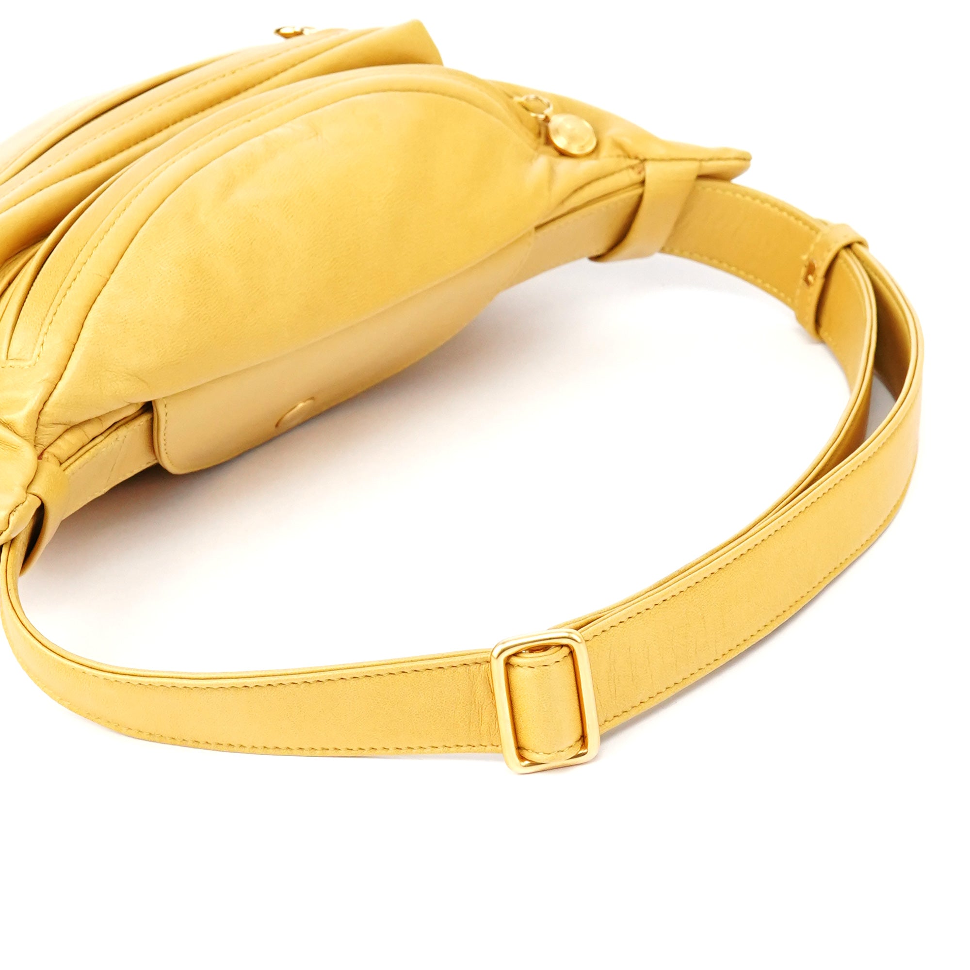 Yellow Calfskin Leather Waist Bag