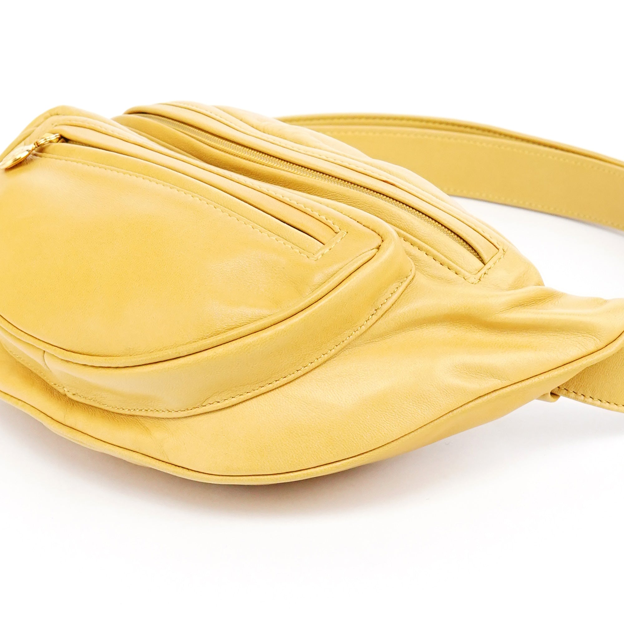 Yellow Calfskin Leather Waist Bag