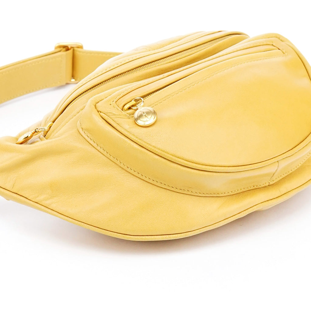 Yellow Calfskin Leather Waist Bag