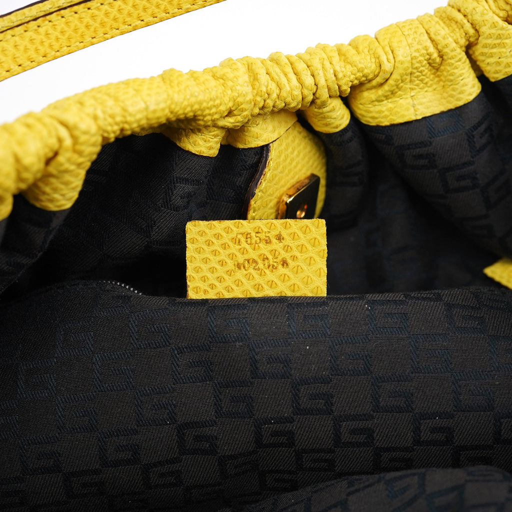 Yellow Lizard Leather Shoulder Bag